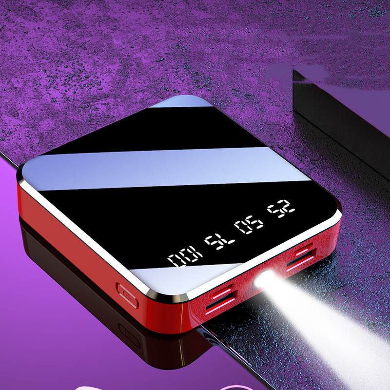 Mini Compact Mirror Power Bank 10000mAh – Slim Portable Fast Charging Battery Pack with Full Mirror Design for iPhone, Android & Devices