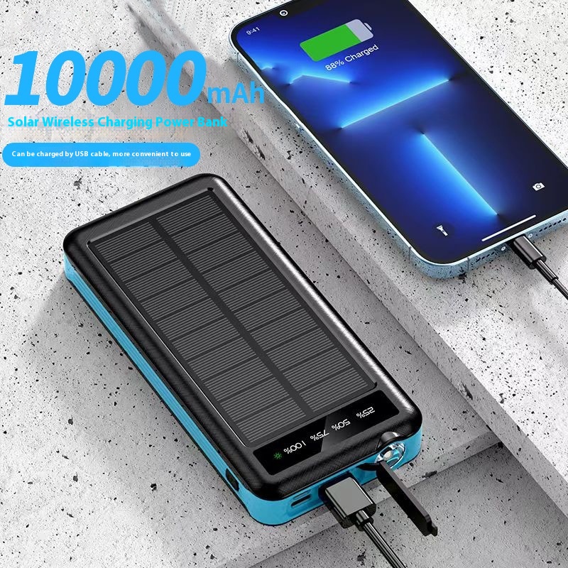 Solar Charging Unit with Cable Portable Waterproof – Fast Charging Solar Power Bank Outdoor Battery Pack for Camping, Travel & Emergency Use