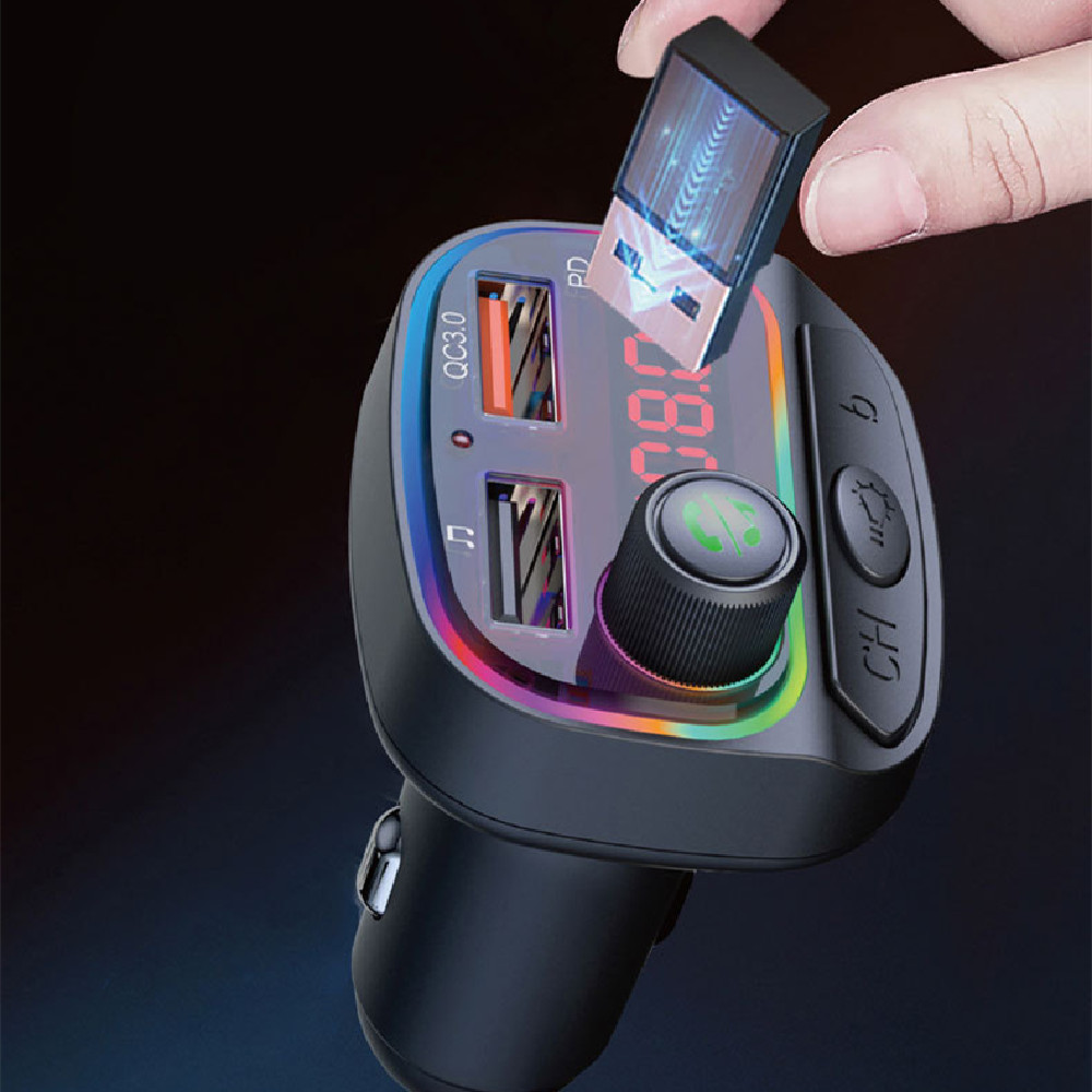 Colorful MP3 Bluetooth Car Charger | Hands-Free Fast Charging Adapter - Image 2
