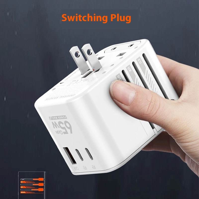 GaN PD65W Fast Charger | Travel Plug Converter for Abroad Use