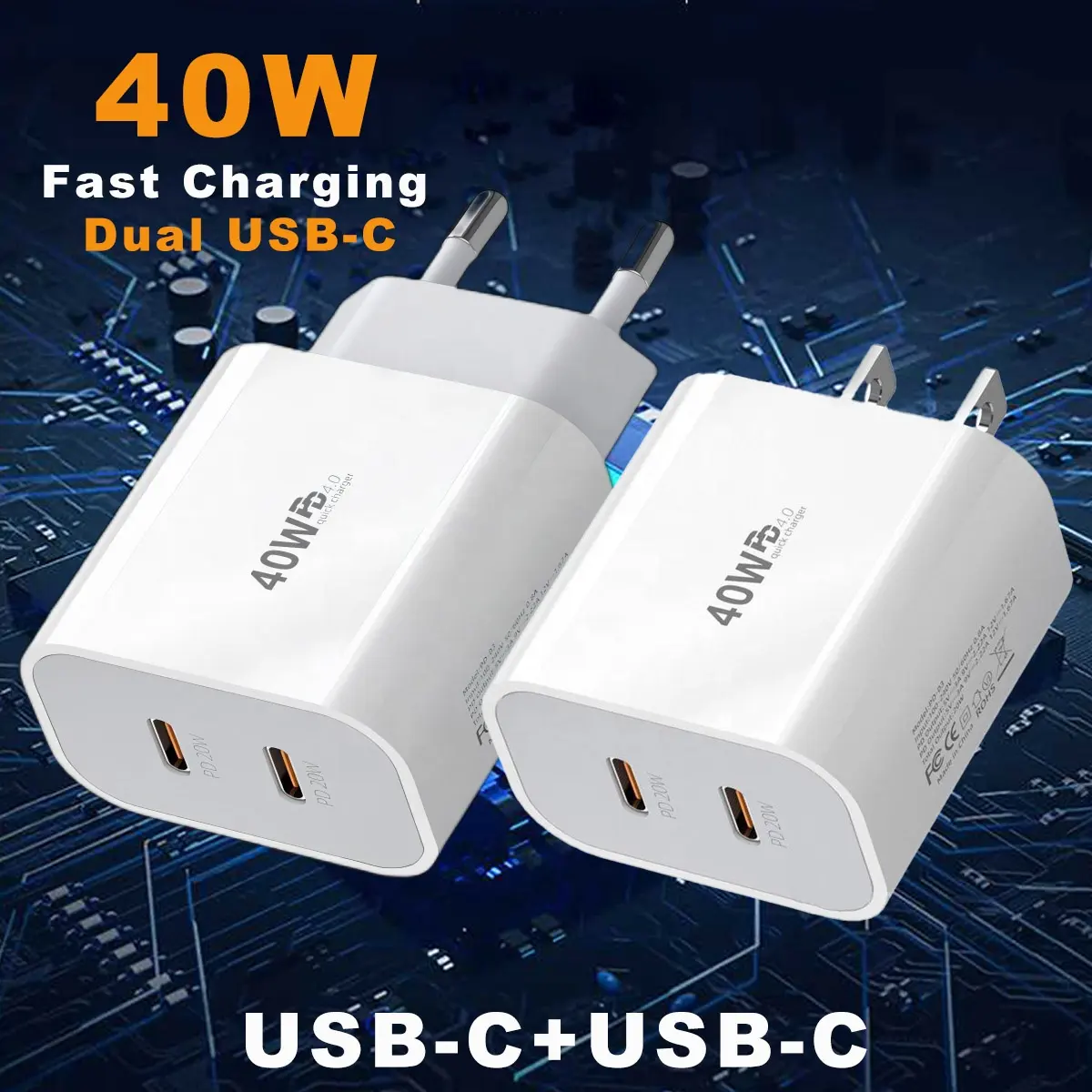 20W/40W Dual Port QC 3.0 Power Adapter | Fast Charger for iPhone 15/16 Pro Max