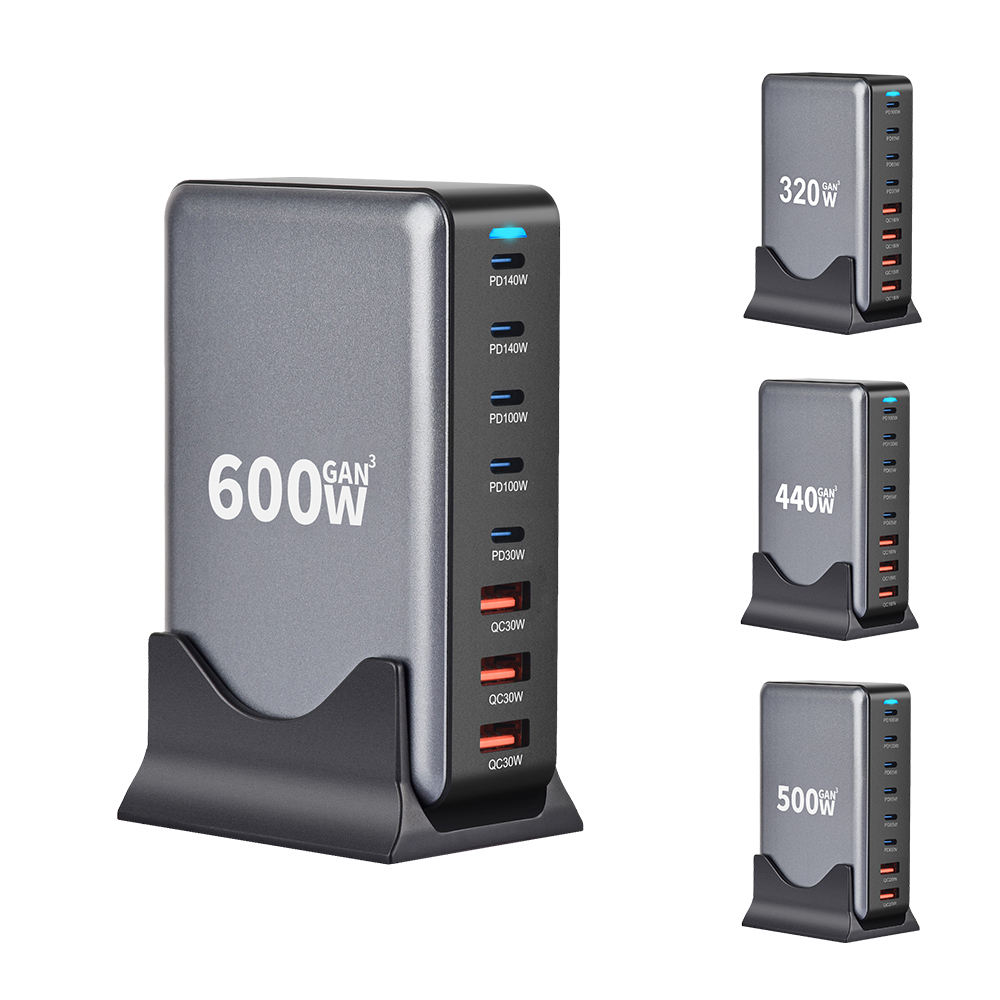 600W GaN 8-Port USB-C Charging Station | PD 140W/100W Multi-Device Fast Charger