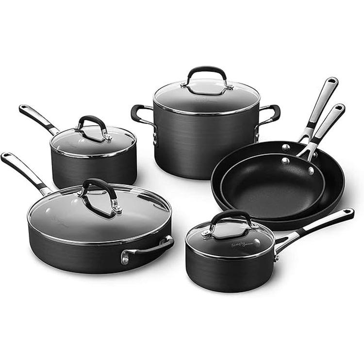 Geling 10PCS Nonstick Cookware Set | Granite Black Kitchen Pots & Frying Pans