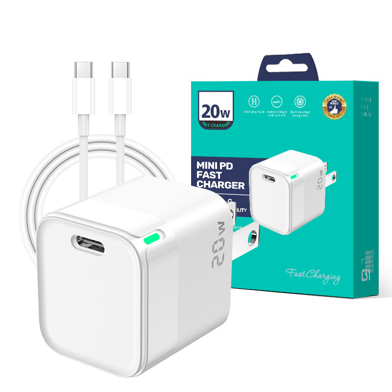 PD Charger Type‑C 20W | JELLICO Fast EU Plug Adapter for iPhone 13‑16
