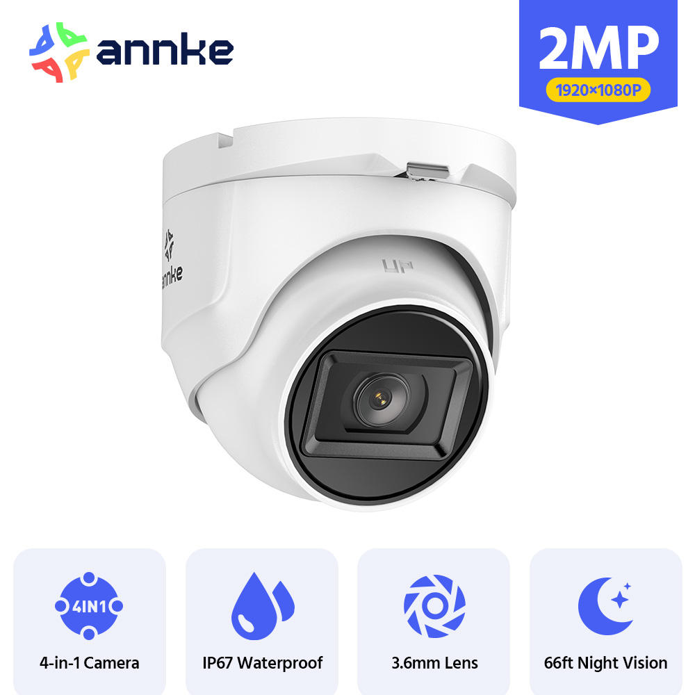 Security Cameras Without WiFi – ANNKE 2MP HD Portable TVI Turret CCTV with Four Switchable Signals - Image 2