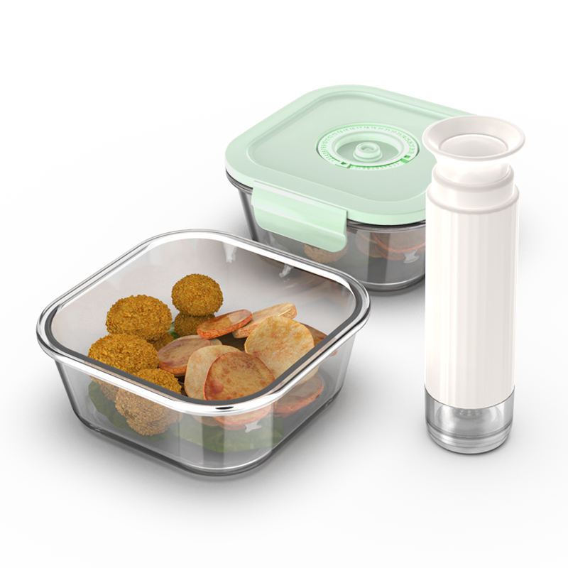 Vacuum Fresh-Keeping Glass Food Storage Box – Airtight Microwave-Safe Container with Bamboo Lid