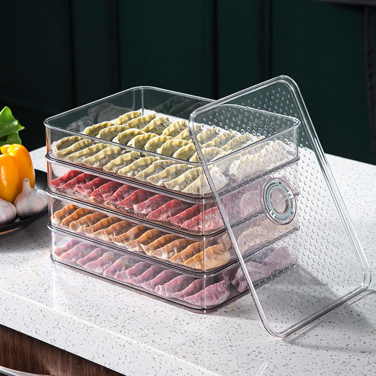Stackable Dumpling Storage Box – Plastic Refrigerator Food Organizer for Kitchen Fresh-Keeping