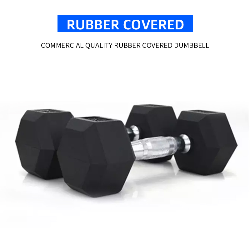 Commercial Hex Dumbbell Set Steel Core Rubber Coated | Round Weight Lifting Gym Fitness Equipment Hexagonal Dumbbells for Sale