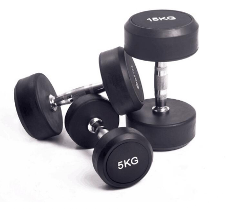 Professional Fixed Rubber Dumbbell Round Handle | CPU Coated Gym Exercise Dumbbell for Strength Training & Fitness Workout