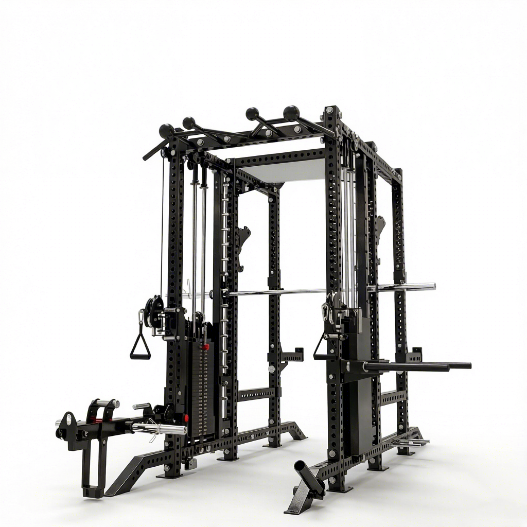 POWER TIGER All-in-One Smith Machine Squat Rack – Multi-Function Functional Trainer with Cable System for Home & Commercial Gym