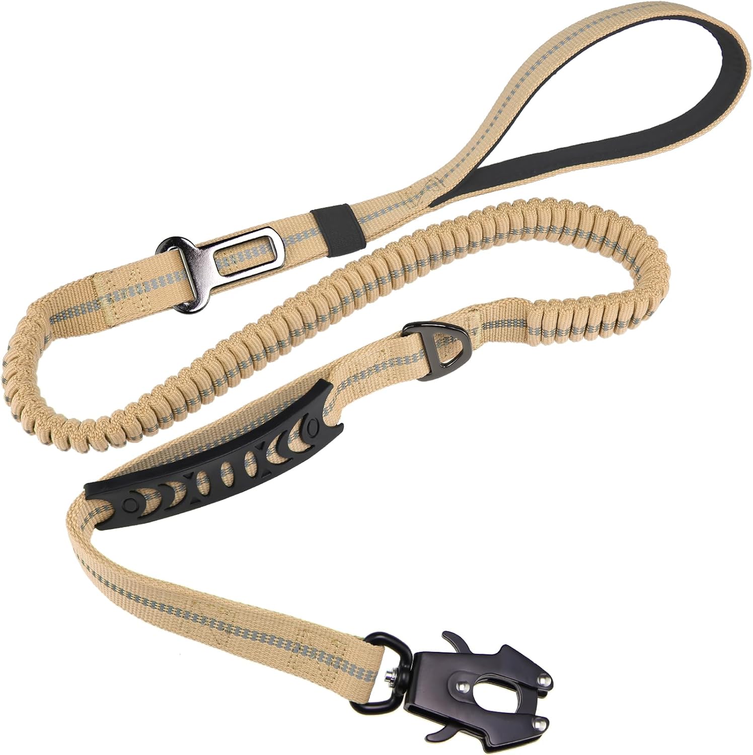 2-in-1 Bungee Dog Leash & Car Seat Belt – Zero Shock Absorbing Pet Leash with Reflective Threads for Travel & Walking