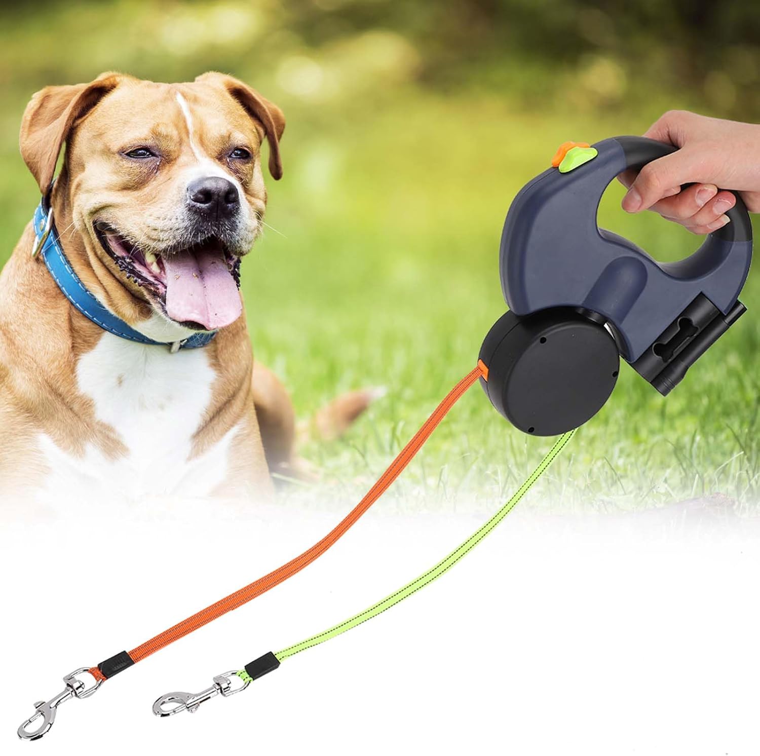 Outdoor Multi-Dog Walking Leash – Automatic Double Telescopic 2-in-1 Eco-Friendly Solid Plastic Ribbon with 360° Anti-Tangle – Wholesale - Image 2