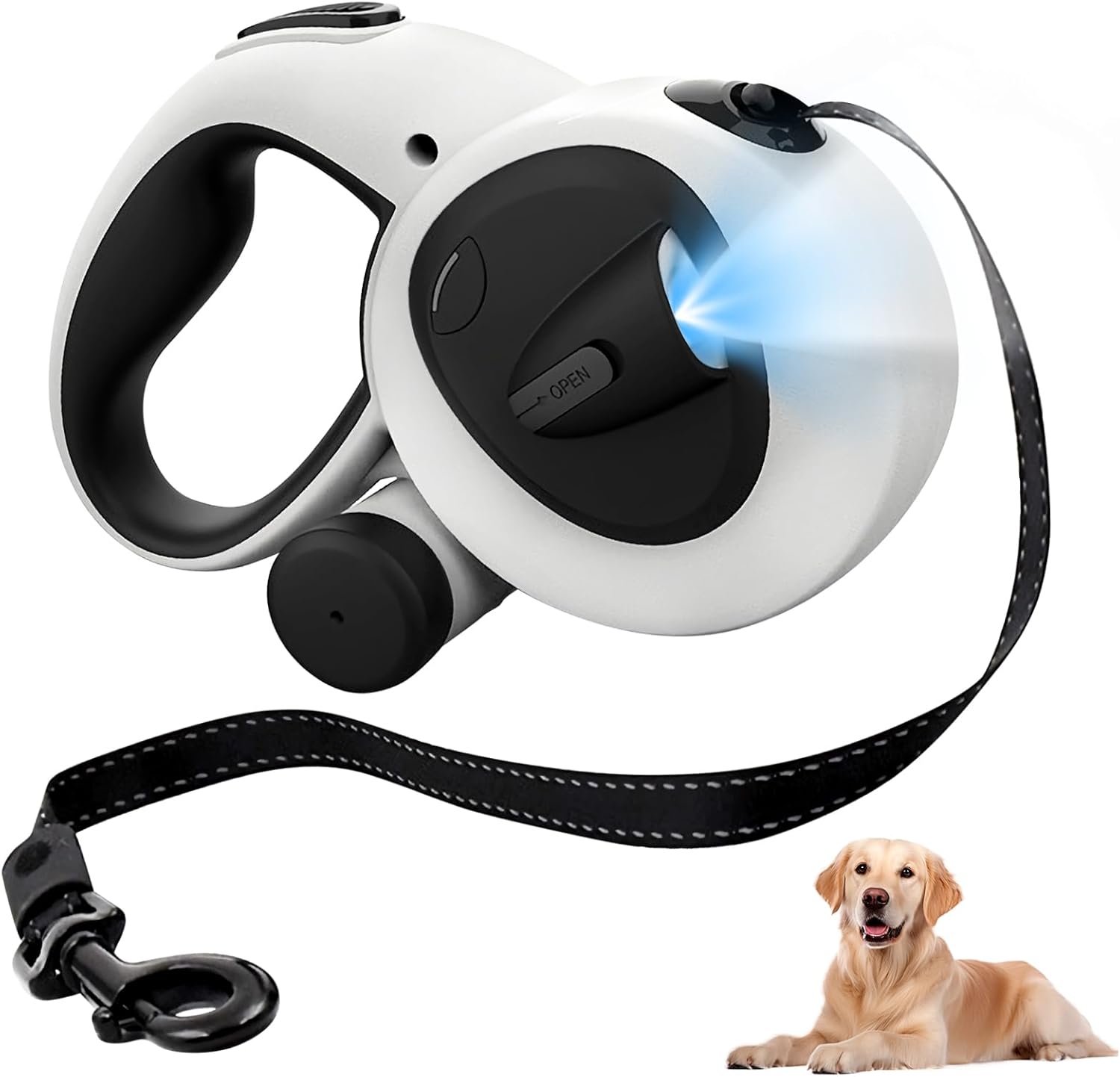 1 Automatic Retractable Classic Luxury Fashion Dog Leash – Solid Reflective LED Light GPS Tracking Anti-Shock Design – Durable & Water Resistant