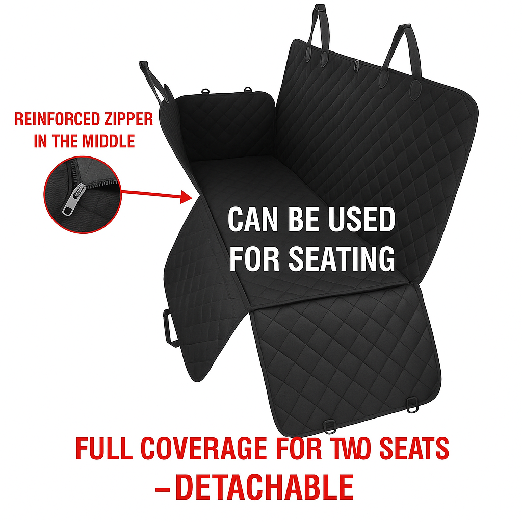Waterproof Pet Car Back Seat Cover Protector – Universal Fit Non-Slip Dog Travel Mat with Zipper and Seat Anchor - Image 3