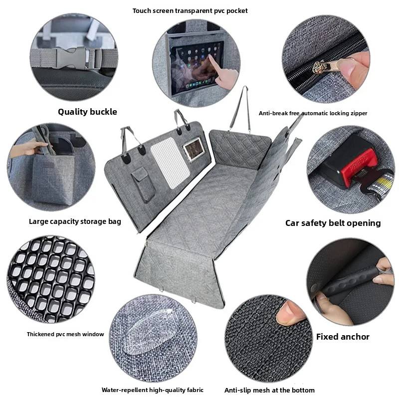 Detachable Waterproof Eco-Friendly Oxford Cloth Dog Car Seat Cover – Solid Pattern Rear Seat Thickened Non-Slip Pet Seat Cushion - Image 2