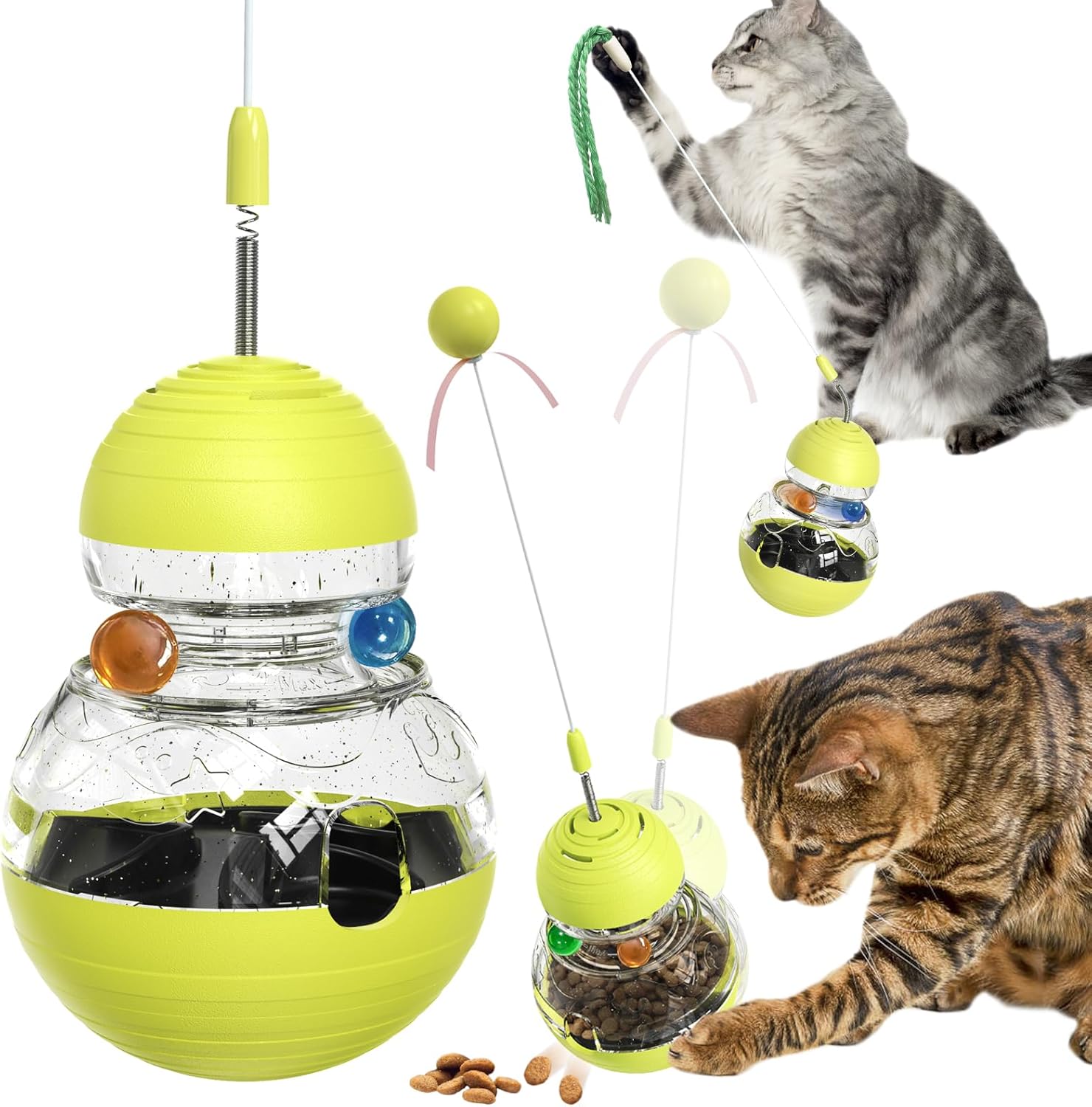 Cat Toy for Indoor Cats – Wobble Treat Dispenser Ball – Kitten Food Dispenser & Puzzle Feeder – Enrichment Toys – Mental Stimulation Interactive Brain Game
