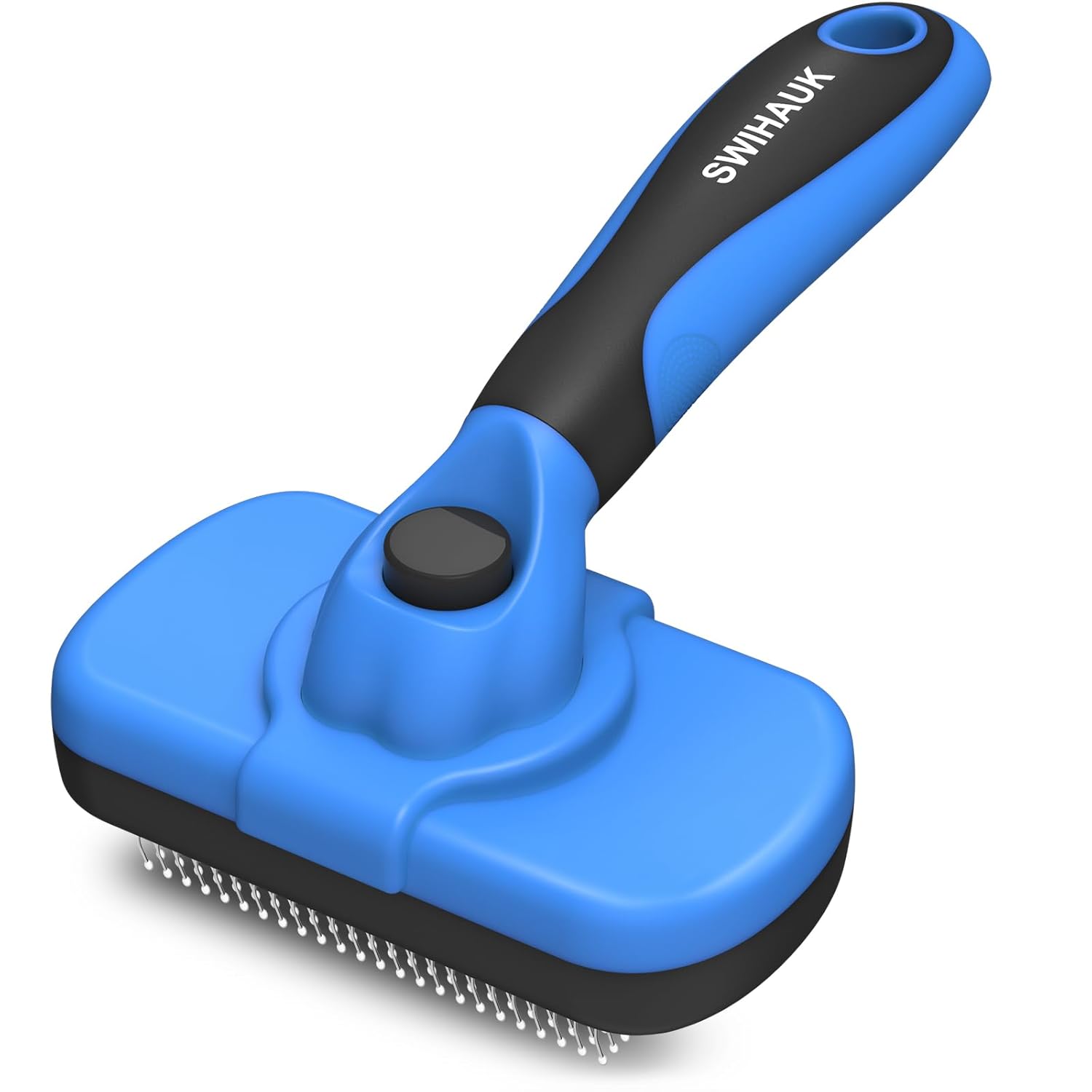 Self Cleaning Slicker Brush – Skin Friendly Deshedding Tool for Dogs & Cats – Blue