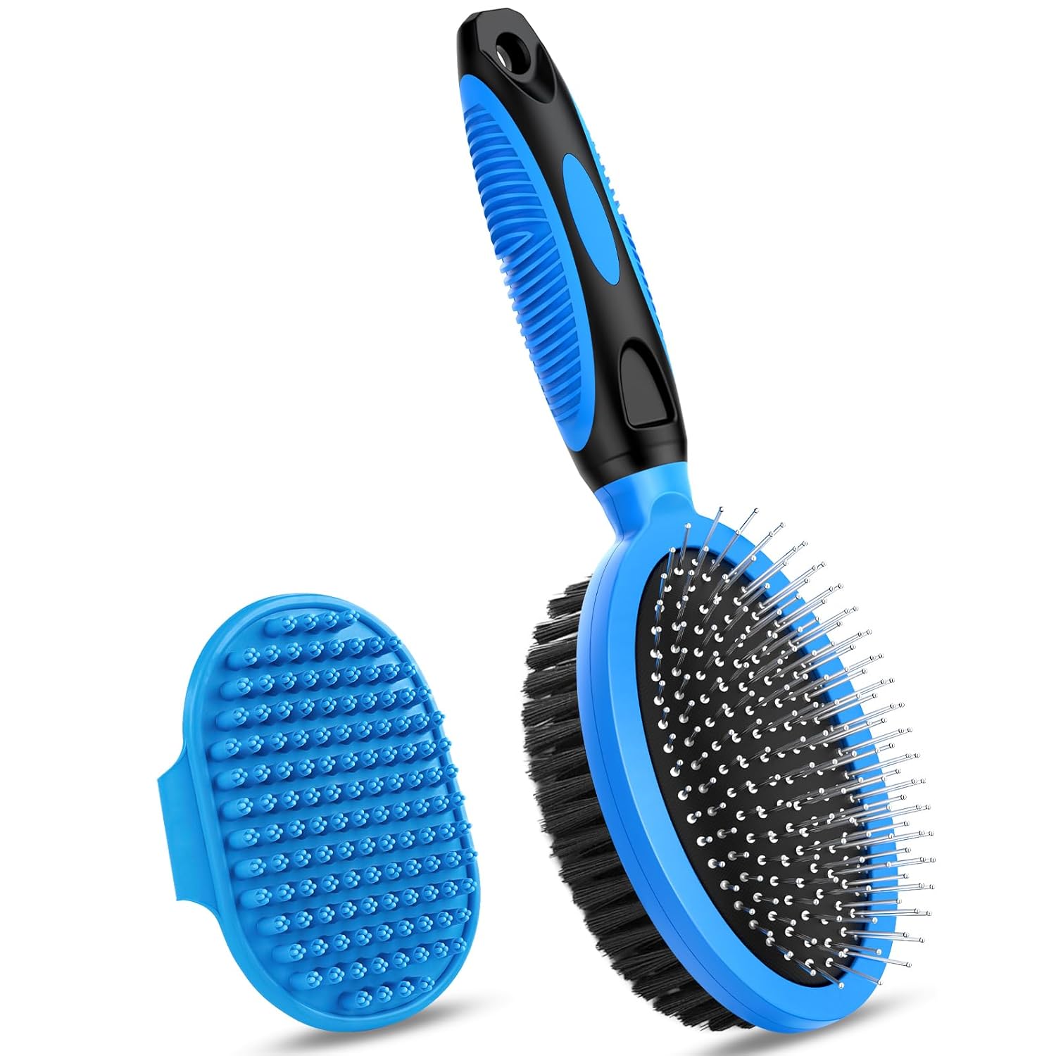 2PCS Pet Grooming Tools – Double-Sided Brush for Shedding & Bathing – for Dogs, Cats & Horses – Blue