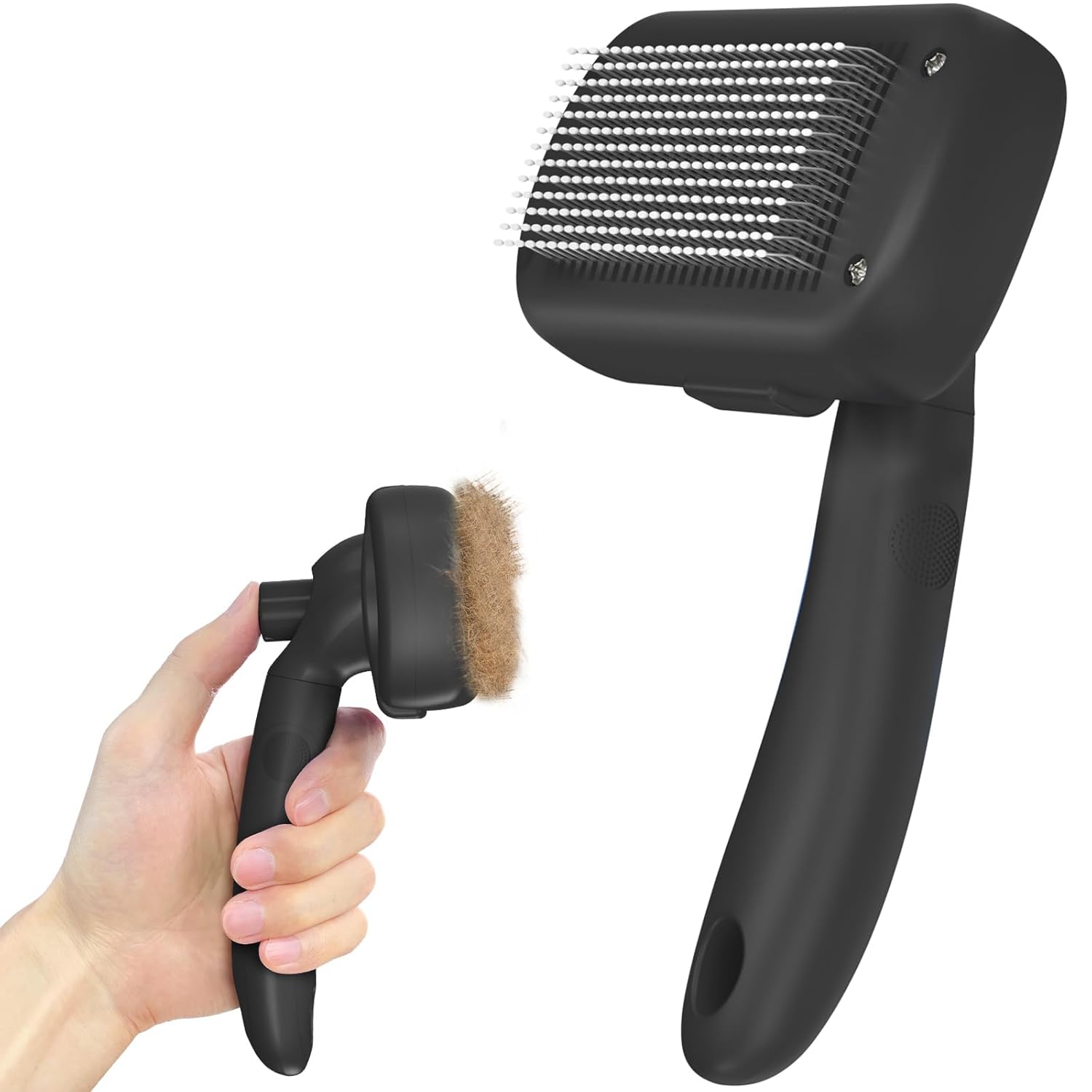 Self Cleaning Shedding Brush – Skin Friendly Grooming Tool for Dogs, Cats & Puppies – Black