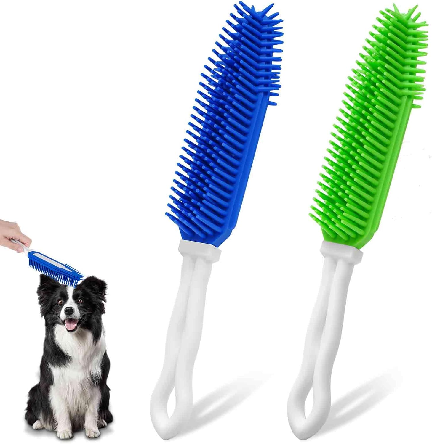 2 Pack Dog Grooming Bath Brush – Premium Soft Silicone Pet Brushes – Massaging & Deshedding for Wet/Dry Use