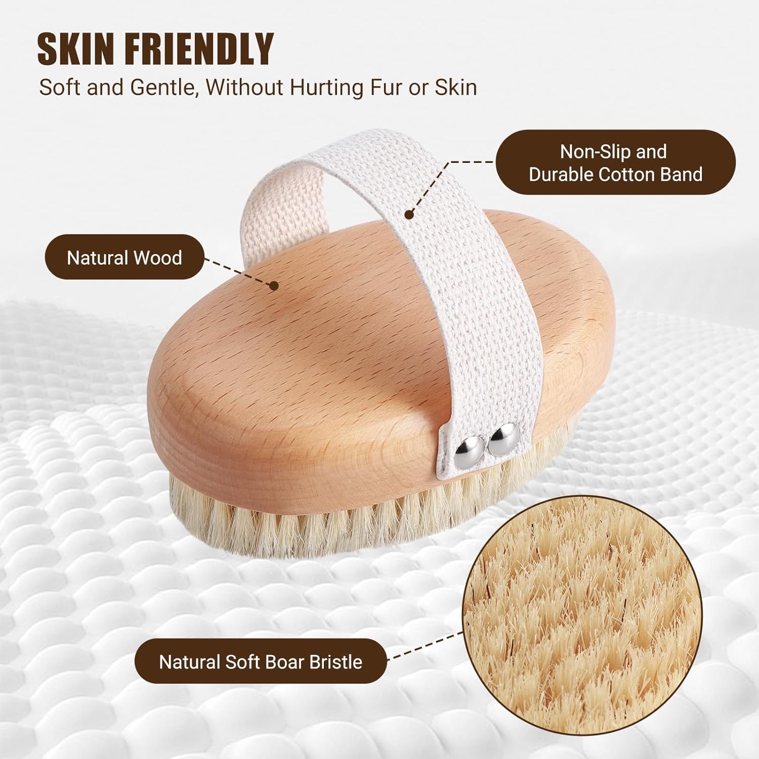 Soft Boar Bristle Pet Palm Brush for Short Haired Dogs & Cats – Reduces Shedding – Ergonomic Design with Band - Image 4