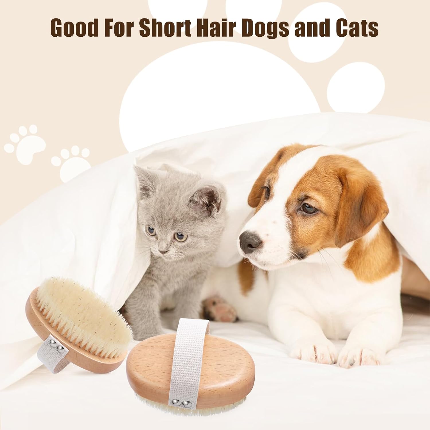 Soft Boar Bristle Pet Palm Brush for Short Haired Dogs & Cats – Reduces Shedding – Ergonomic Design with Band - Image 5