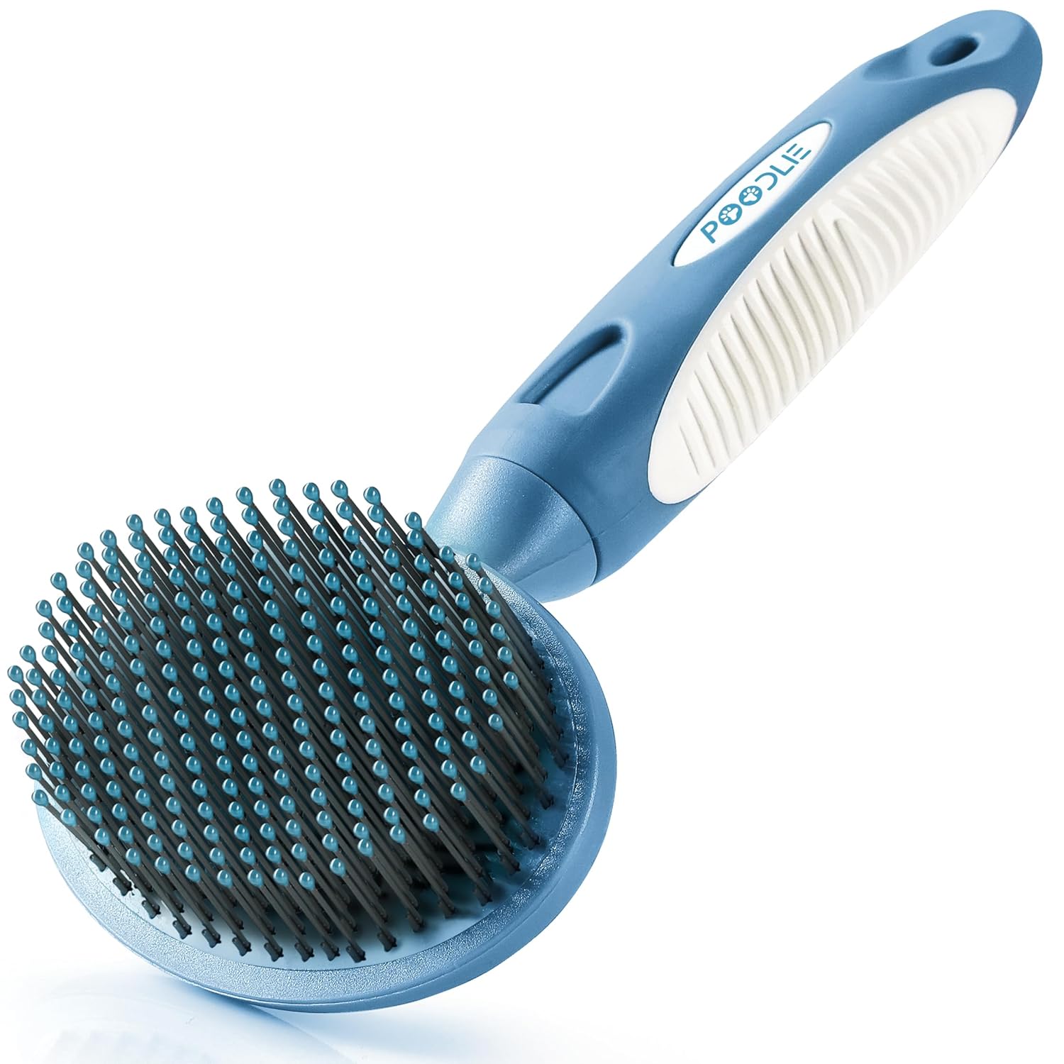 Round Bristle Pet Brush for Dogs & Cats – Soft Brush for Short or Long Hair – Gentle for Sensitive Skin – Blue