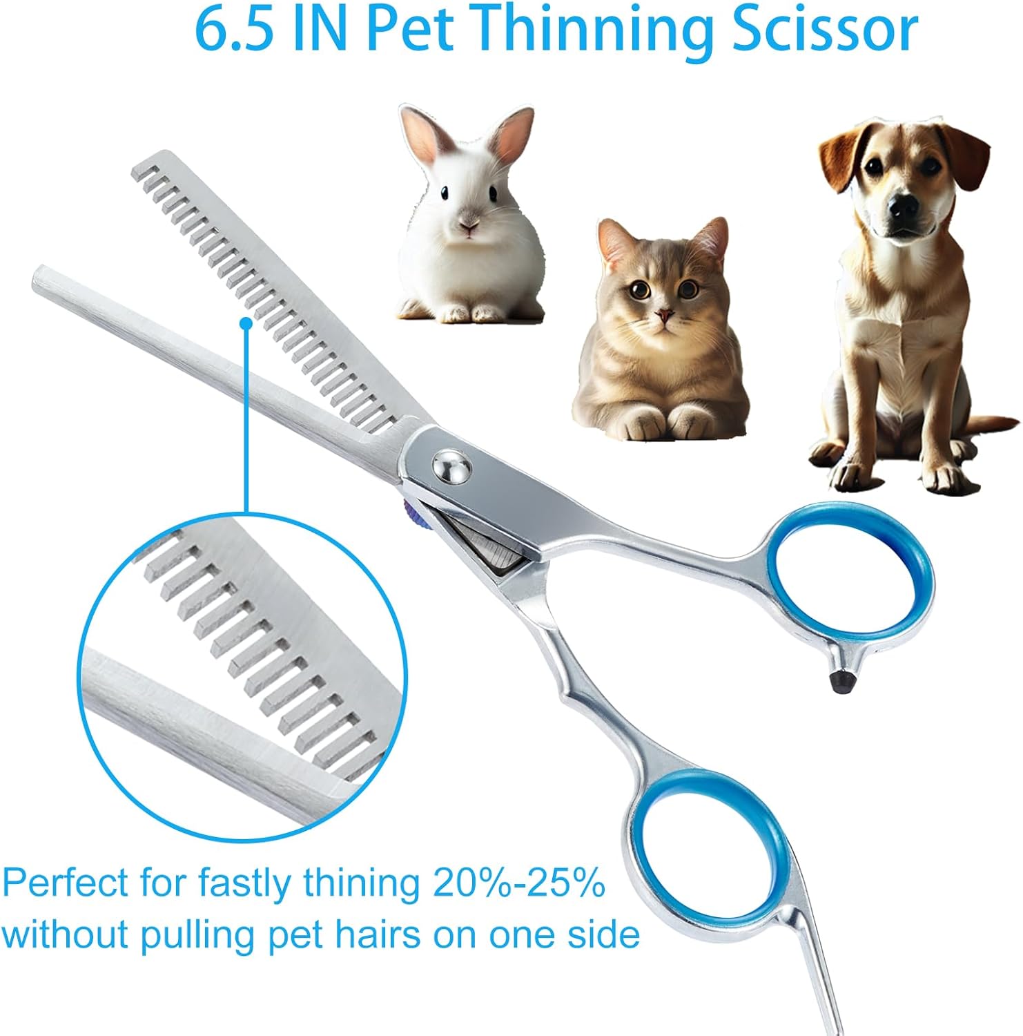 5 in 1 Premium Dog Grooming Scissors – Professional Shears with Safety Round Tips – Stainless Steel Thinning Shears for Dogs & Cats - Image 5