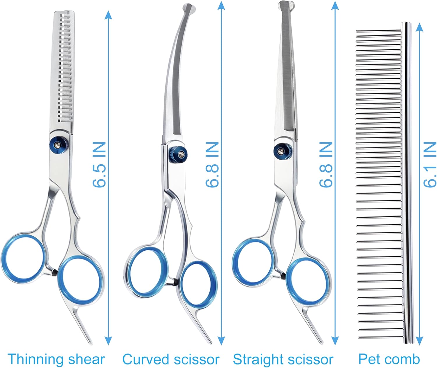 5 in 1 Premium Dog Grooming Scissors – Professional Shears with Safety Round Tips – Stainless Steel Thinning Shears for Dogs & Cats - Image 6