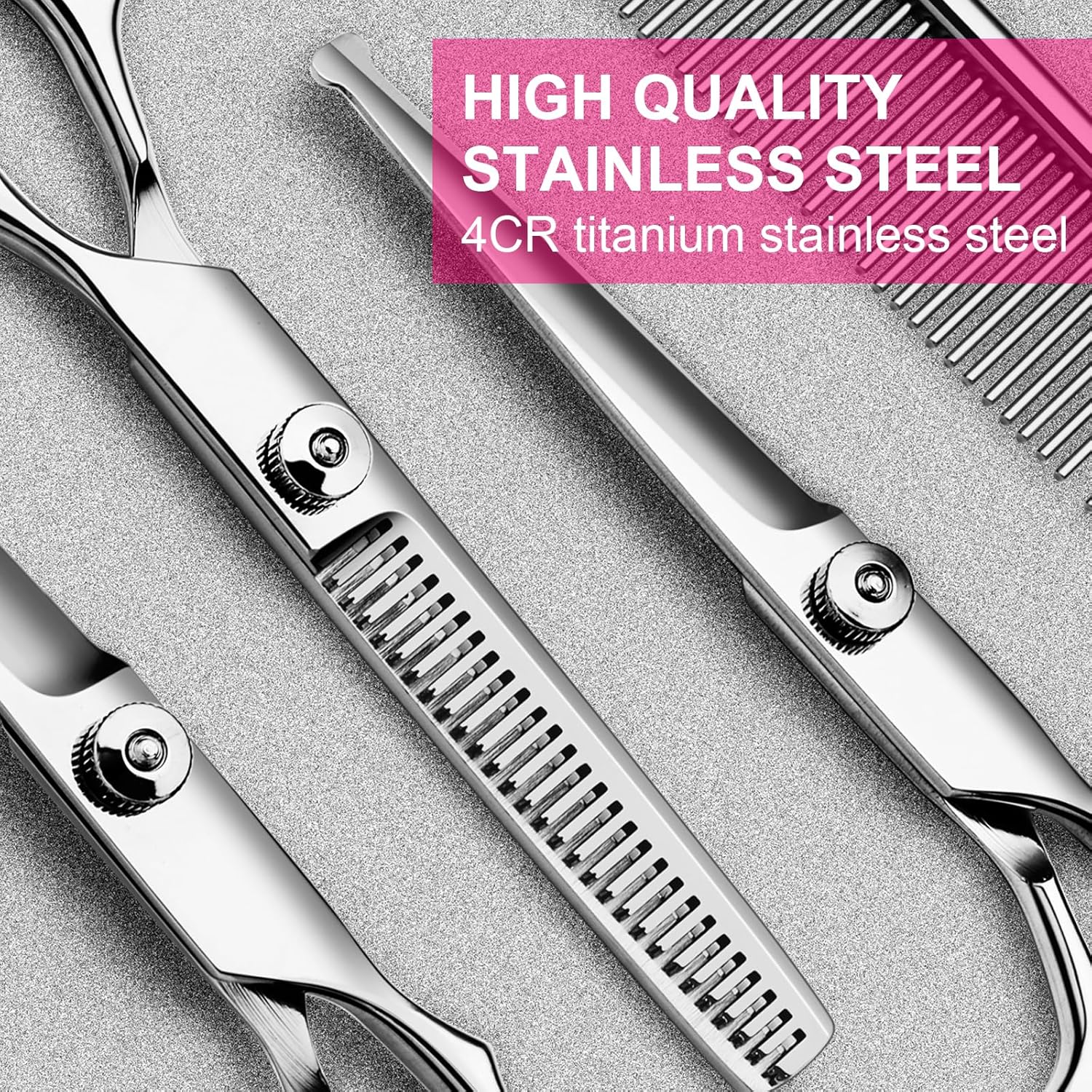 5 in 1 Dog Grooming Scissors Kit – Professional Shears with Safety Round Tips – Titanium Coated for Dogs & Cats – At Home Grooming - Image 2