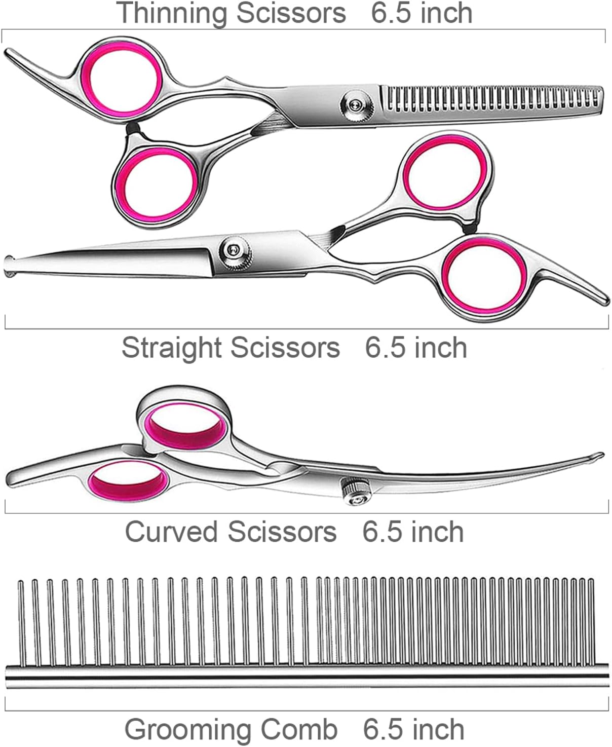 5 in 1 Dog Grooming Scissors Kit – Professional Shears with Safety Round Tips – Titanium Coated for Dogs & Cats – At Home Grooming - Image 6
