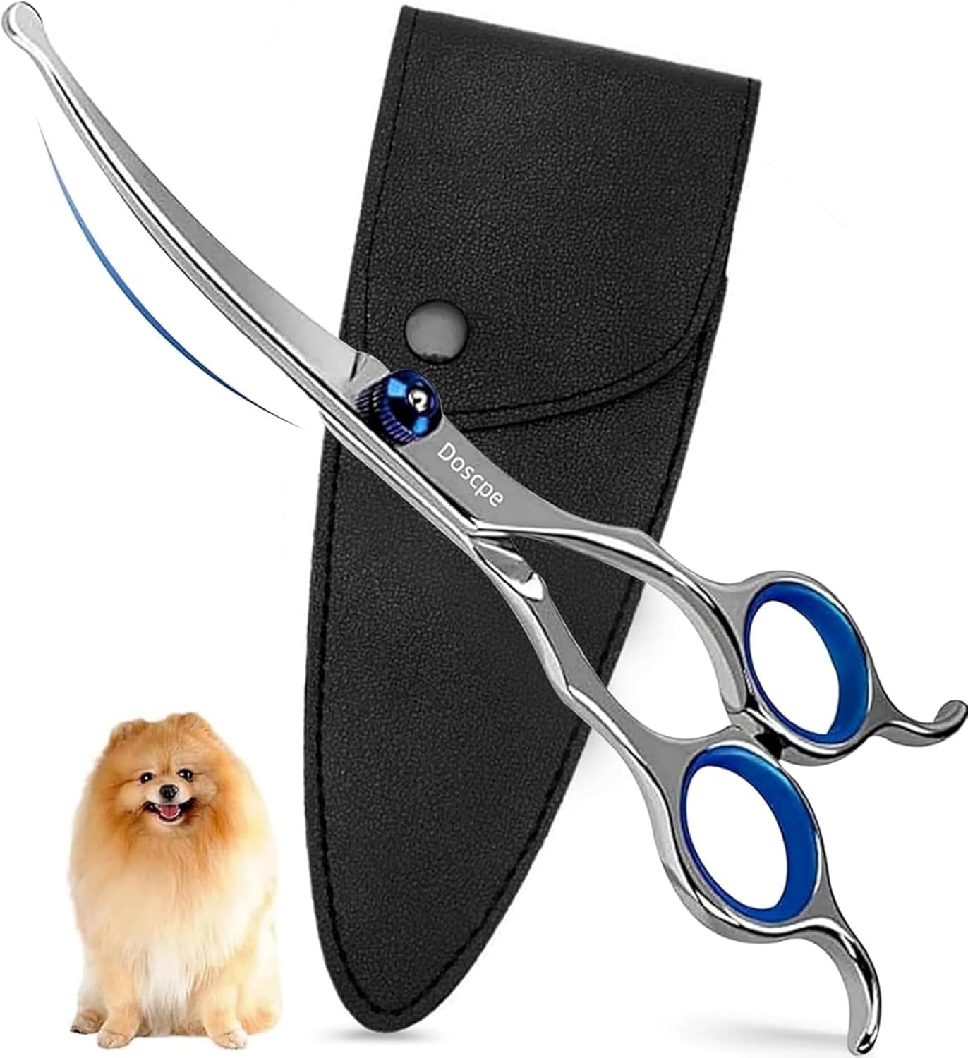 Curved Dog Grooming Scissors – 6.69 inches – Round Tips – Pet Shears for Face & Paw Hair Trimming – Left & Right Handed