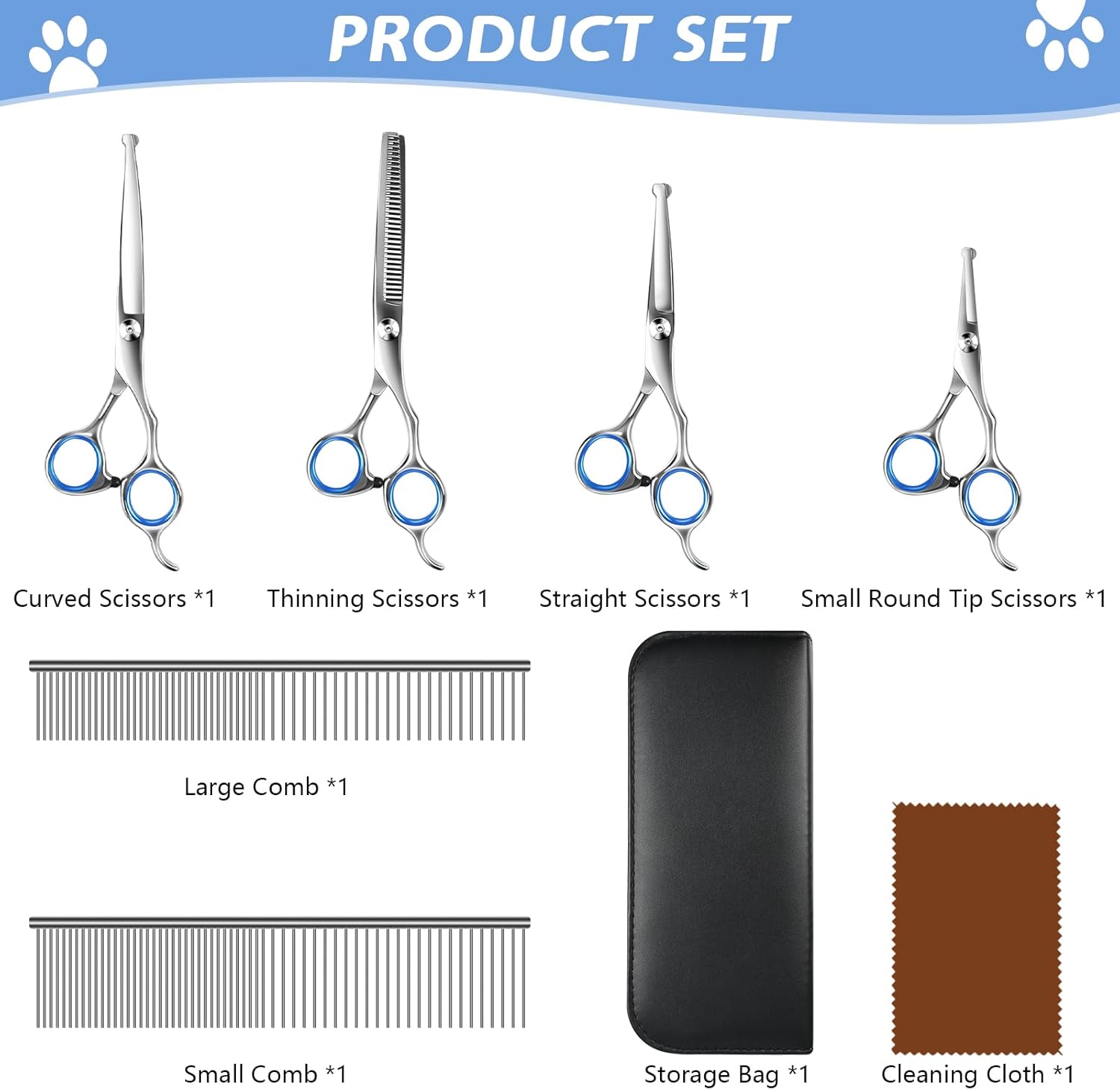 7 in 1 Professional Pet Grooming Kit – Grooming Scissors Set for Dogs & Cats - Image 2