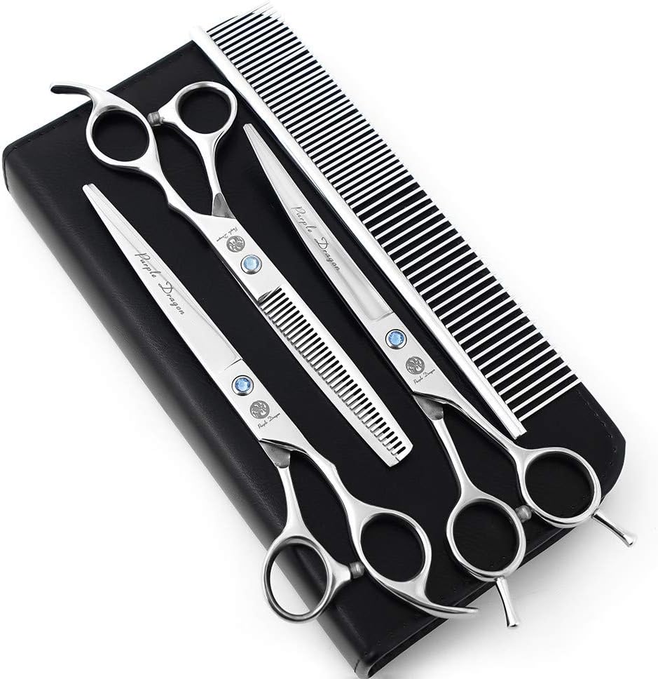 7.0 Inch Rhinestone Decoration Pet Grooming Scissors – 3 PCS Dog Hair Cutting & Thinning Shears Set
