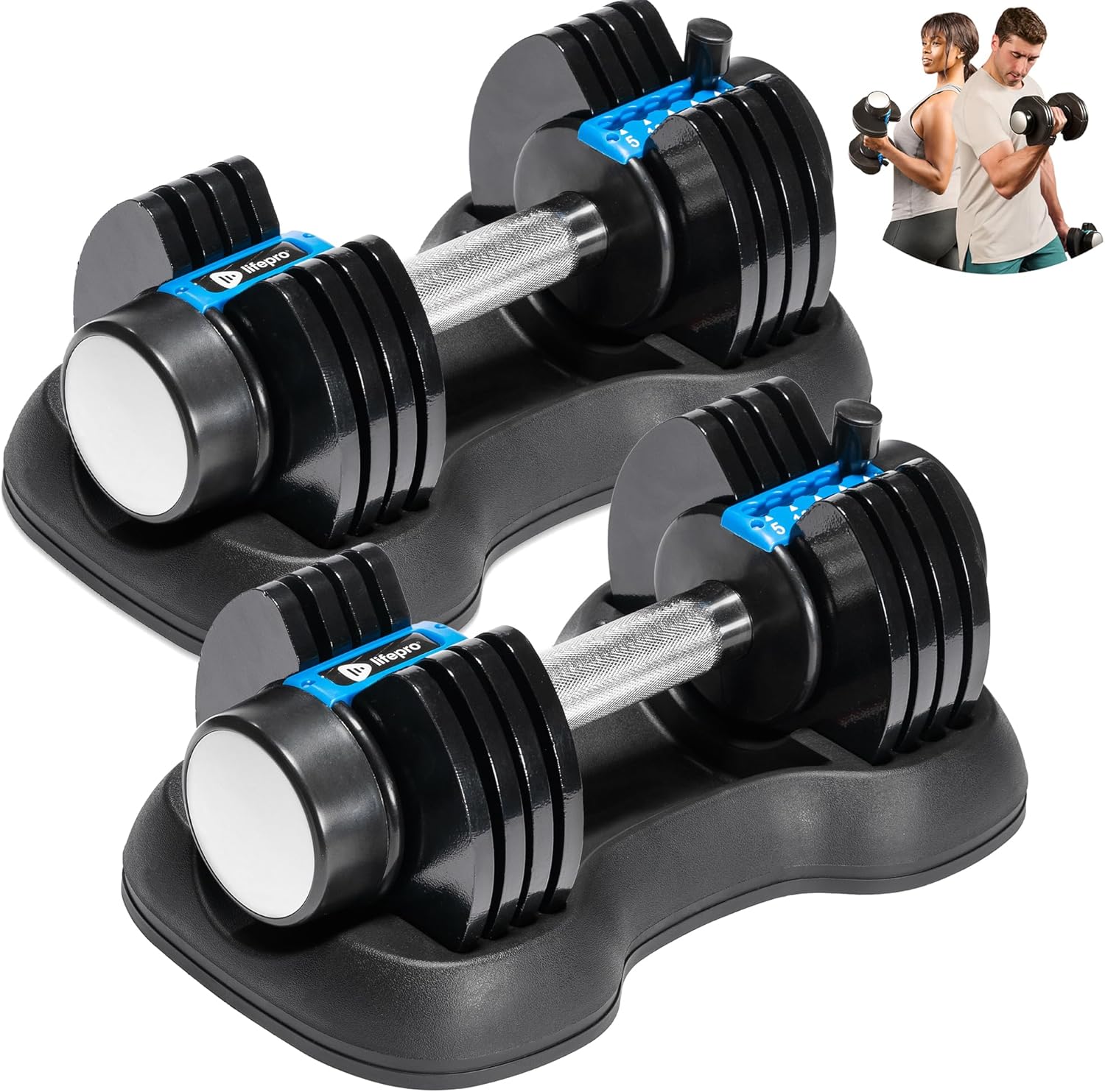 Adjustable Dumbbells Set – Quick Adjustment, Anti-Slip Handle – Space Saving Strength Training for Home Gym