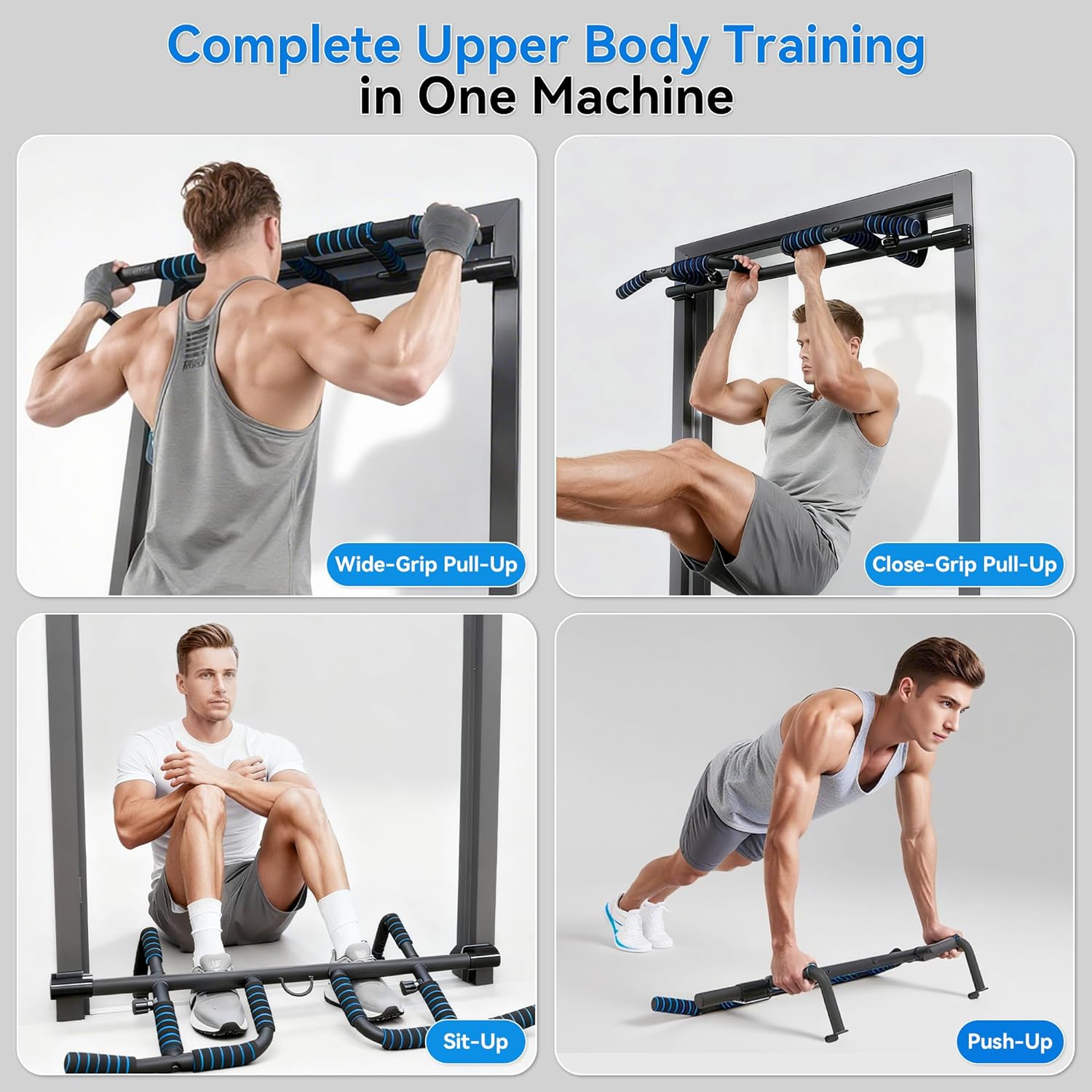 2026 Multifunctional Pull Up Bar for Doorway – US Patented Foldable Design – No Drilling – 440 lbs Capacity – Multi-Grip with Resistance Band Hooks - Image 2