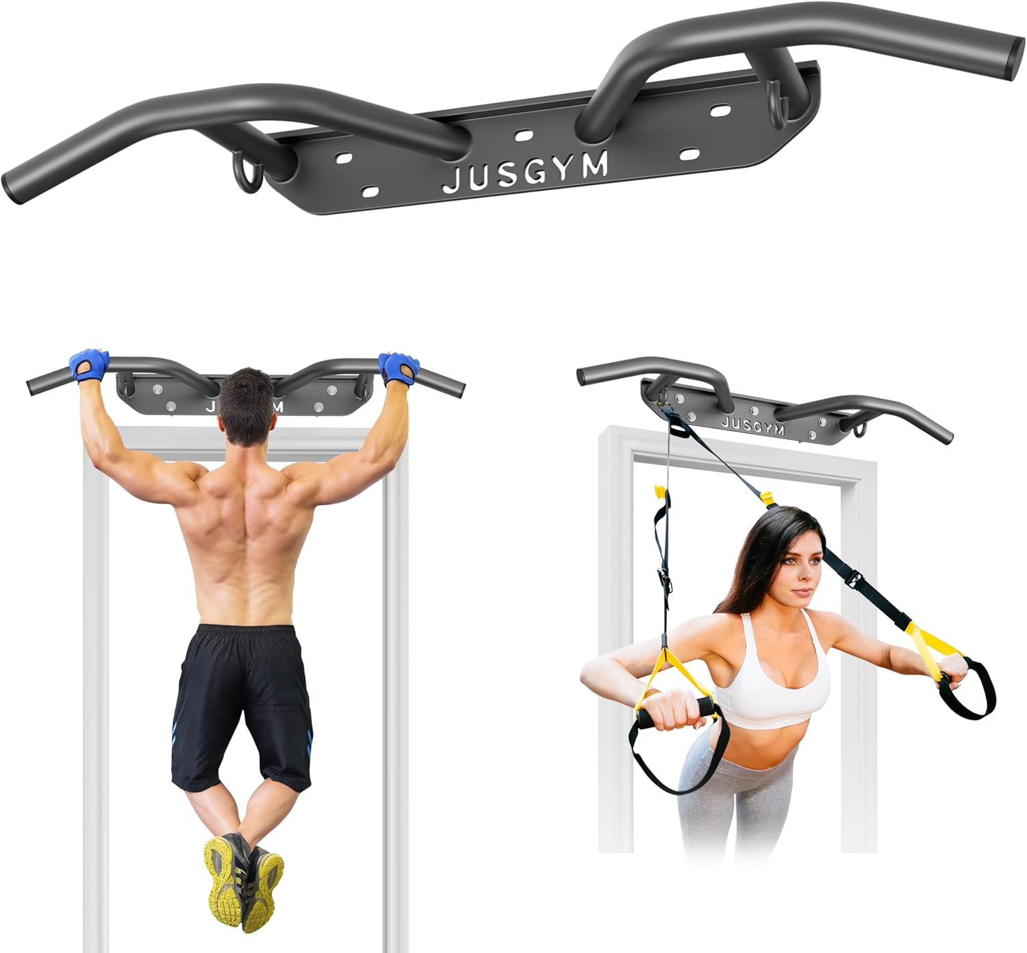 Wall Mounted Pull Up Bar – Heavy Duty Chin Up Bar for Joist or Beam Mount – 600 lbs Capacity – Multifunctional Fitness Bar
