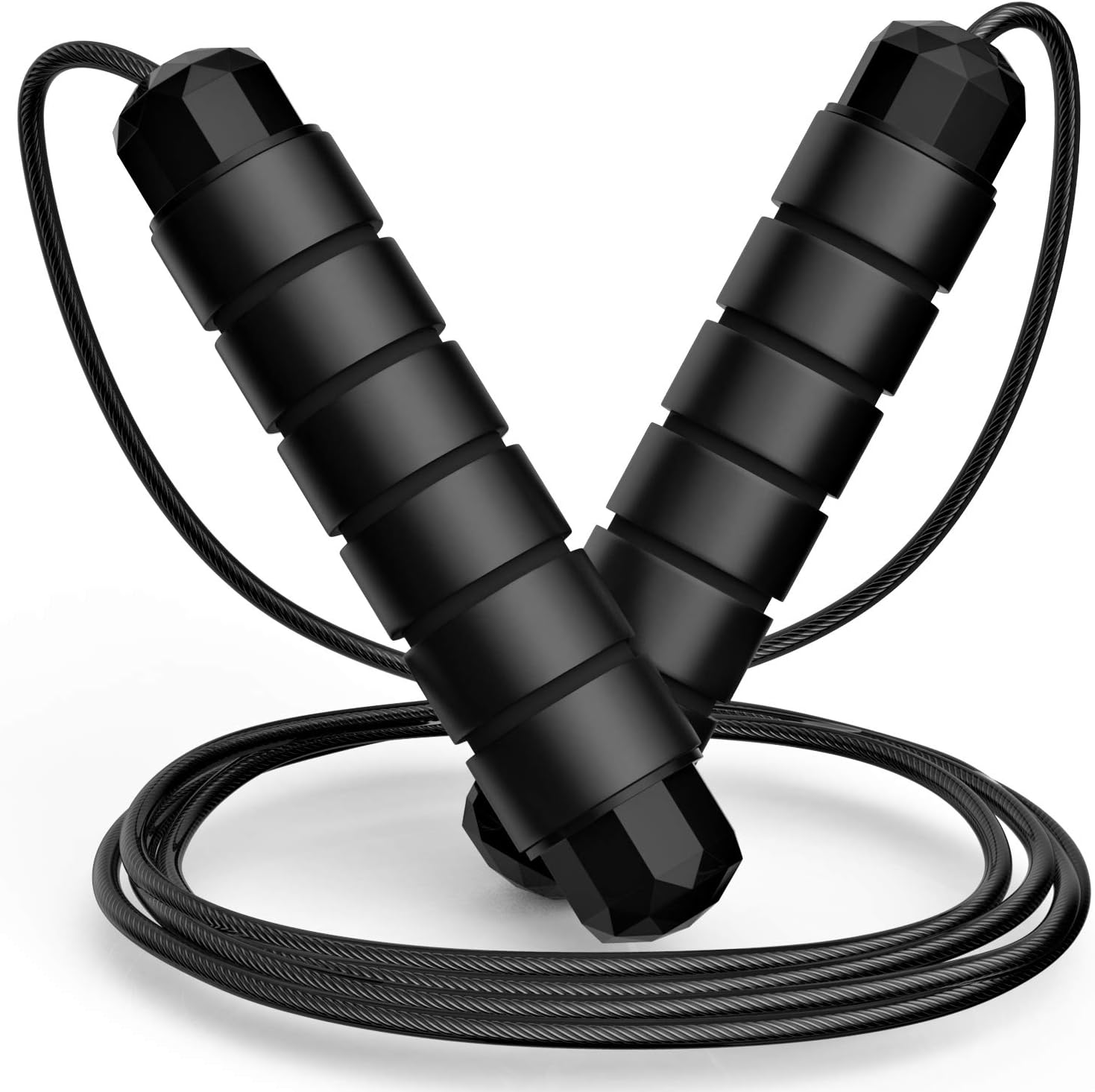 Jump Rope – Tangle-Free Rapid Speed Jumping Rope Cable with Ball Bearings – Adjustable Steel Jump Rope with Foam Handles – Home Gym Fitness Workout Equipment