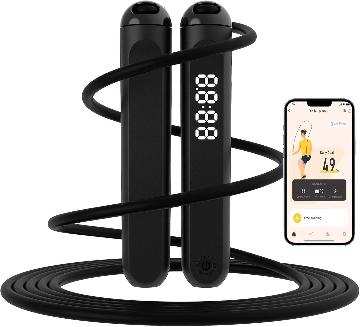 Jump Rope with Counter and App – Tangle-Free Rapid Speed Skipping Rope for Fitness – Home Exercise Workout – Gifts for Adults, Women, Men & Kids