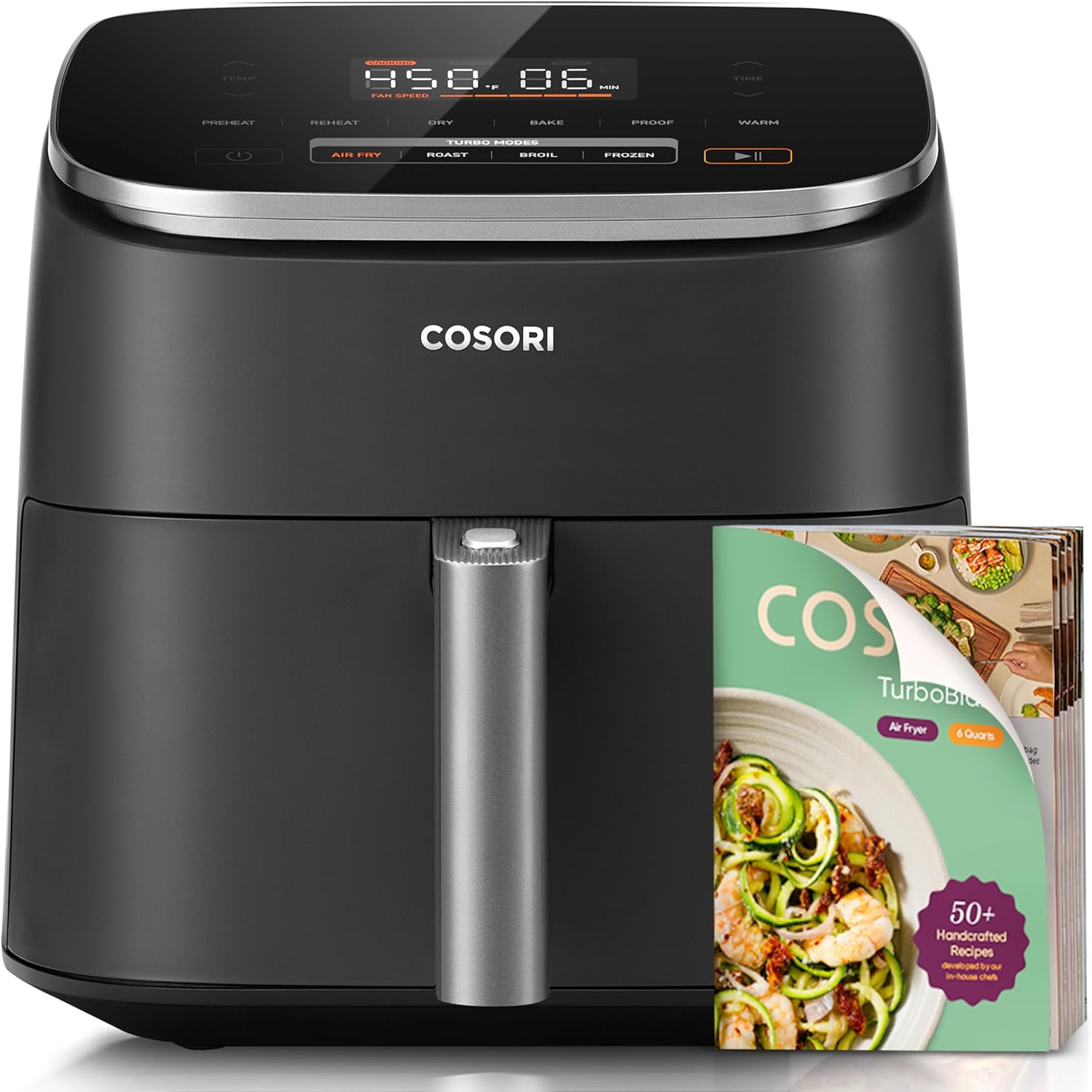 9 in 1 TurboBlaze Air Fryer 6 Qt with PFAS Free Ceramic Coating, 90°F to 450°F Precise Heating for Even Results, Air Fry Roast Bake Broil Dry Frozen Proof Reheat Keep Warm, 120V Dark Gray - Buy Online at SimraCart