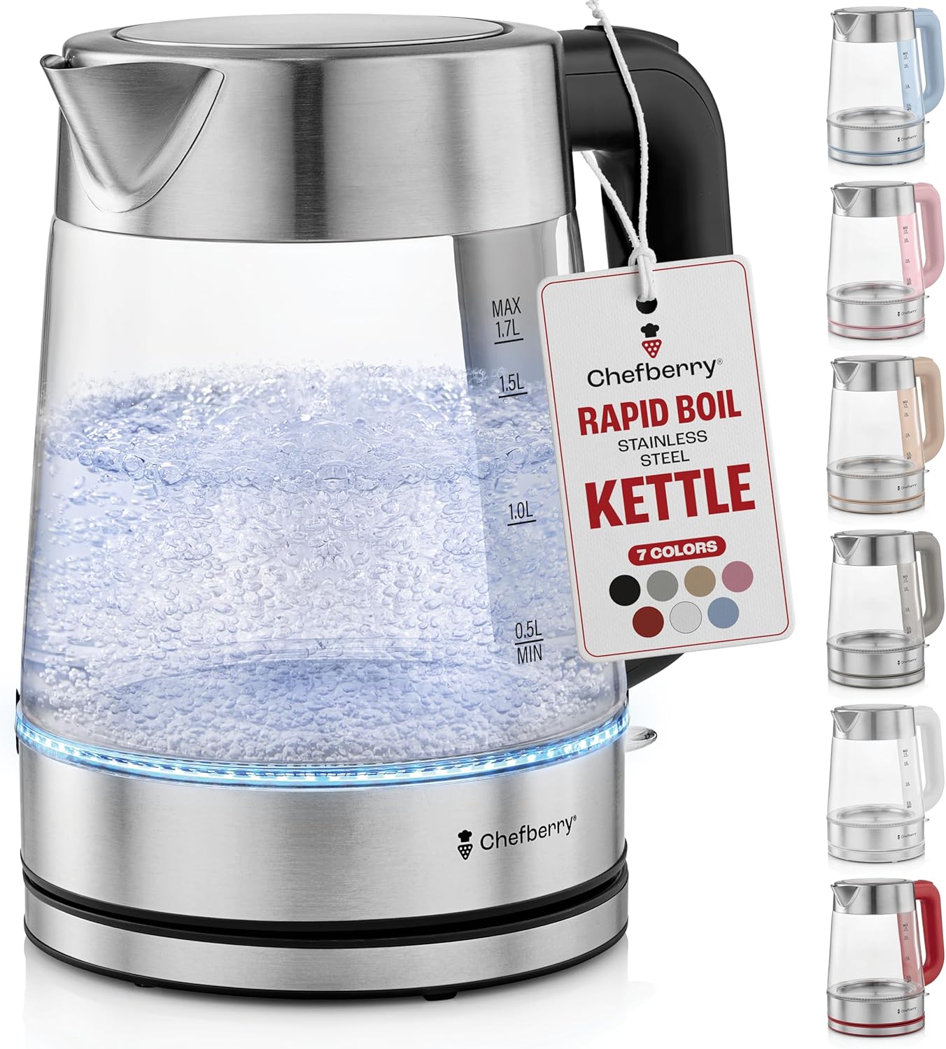 Electric Kettle for Boiling Hot Tea & Water – 1.7L Stainless Steel & Borosilicate Glass Boiler – No Plastic – Automatic Shutoff – BPA Free – Fast Heating – Black - Buy Online USA | SimraCart