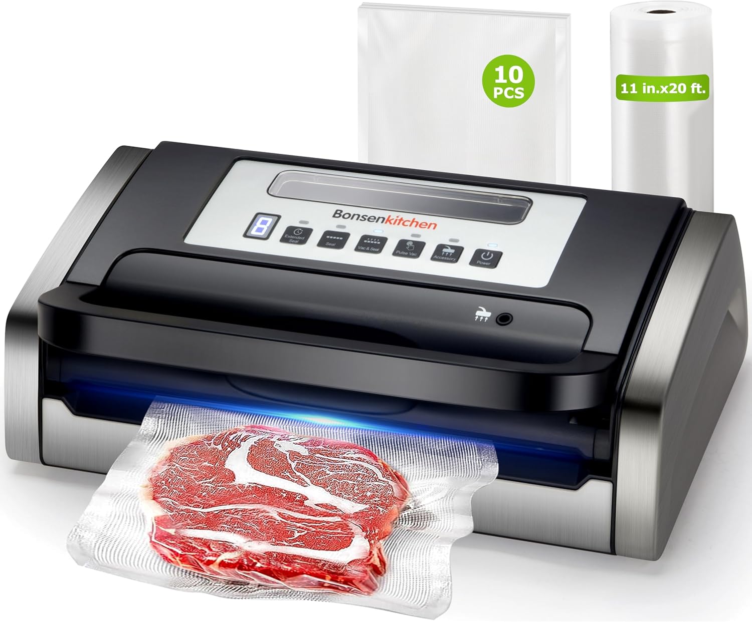 Vacuum Sealer Machine – Globefish Technology for Perfect Vacuum Sealing – Powerful Low Noise Food Sealer with Easy Handle – Built in Cutter & Bag Storage – Includes 1 Bag Roll & 10 Bags - Buy Online USA | SimraCart