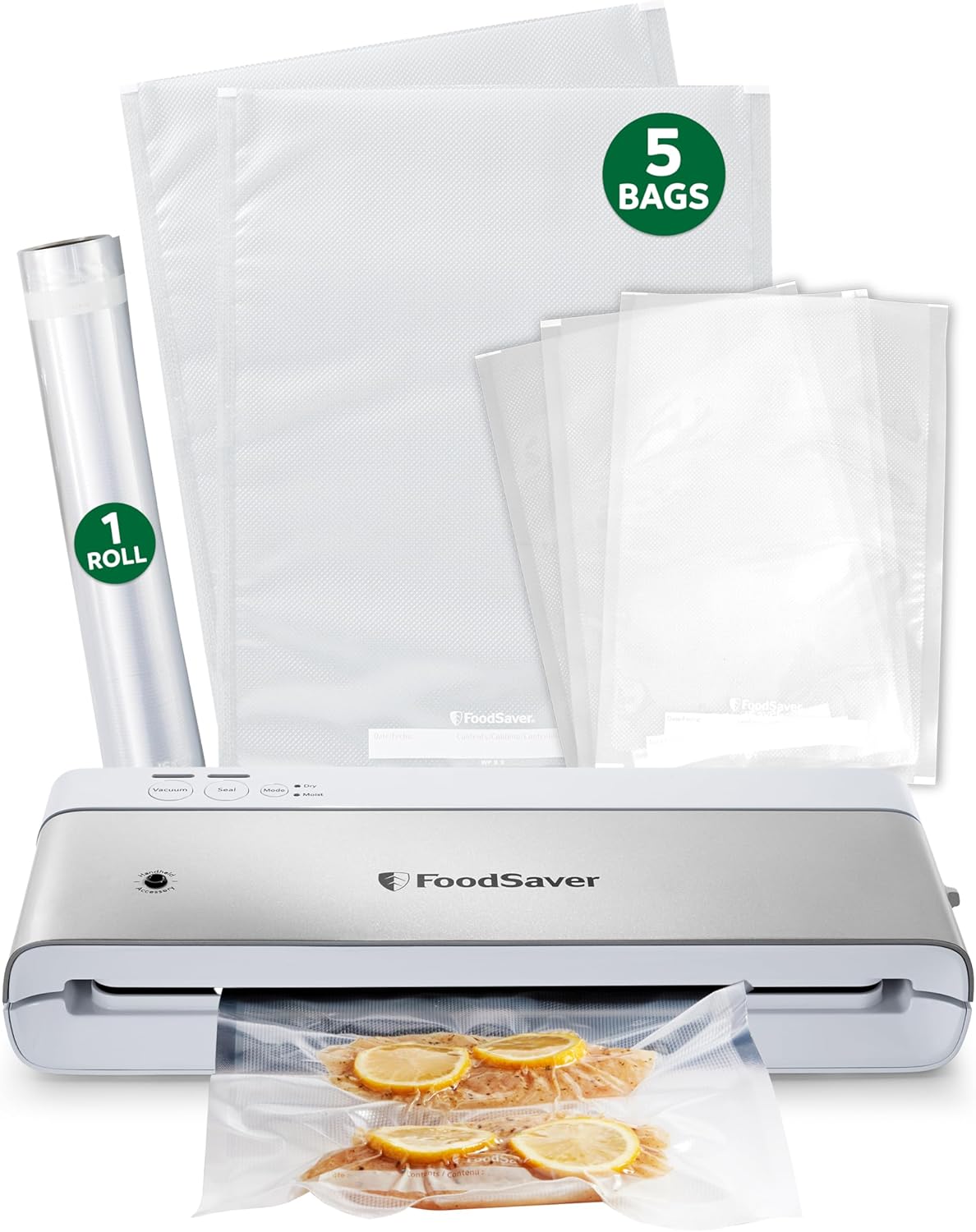 FoodSaver Compact Vacuum Sealer Machine – with Airtight Bags and Roll – Ideal for Sous Vide & Airtight Food Storage – White - Buy Online at SimraCart