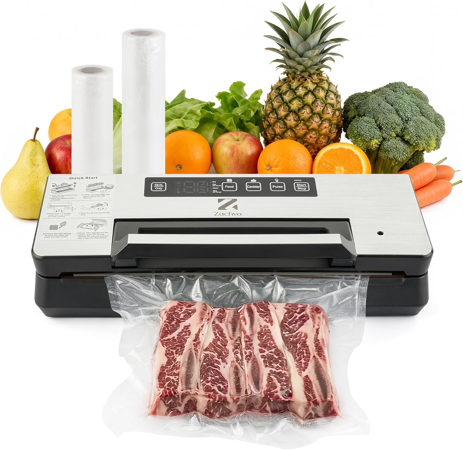 Dual Pump Vacuum Sealer for Food Storage & Sous Vide – Handle Lock – Double Heat Seal 5mm Wide – Built in Cutter & Bag Storage – External Vacuum Port – Dry/Moist Modes – Starter Kit Included - Buy Online at SimraCart
