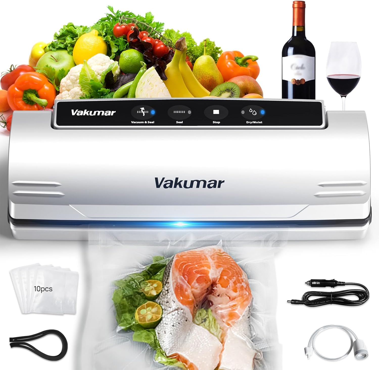 Upgraded 8-in-1 Vacuum Sealer Machine – Powerful Suction with Dry & Moist Modes – Sous Vide Compatible – Includes Car Charger for Road Trips & RV - Buy Online at SimraCart