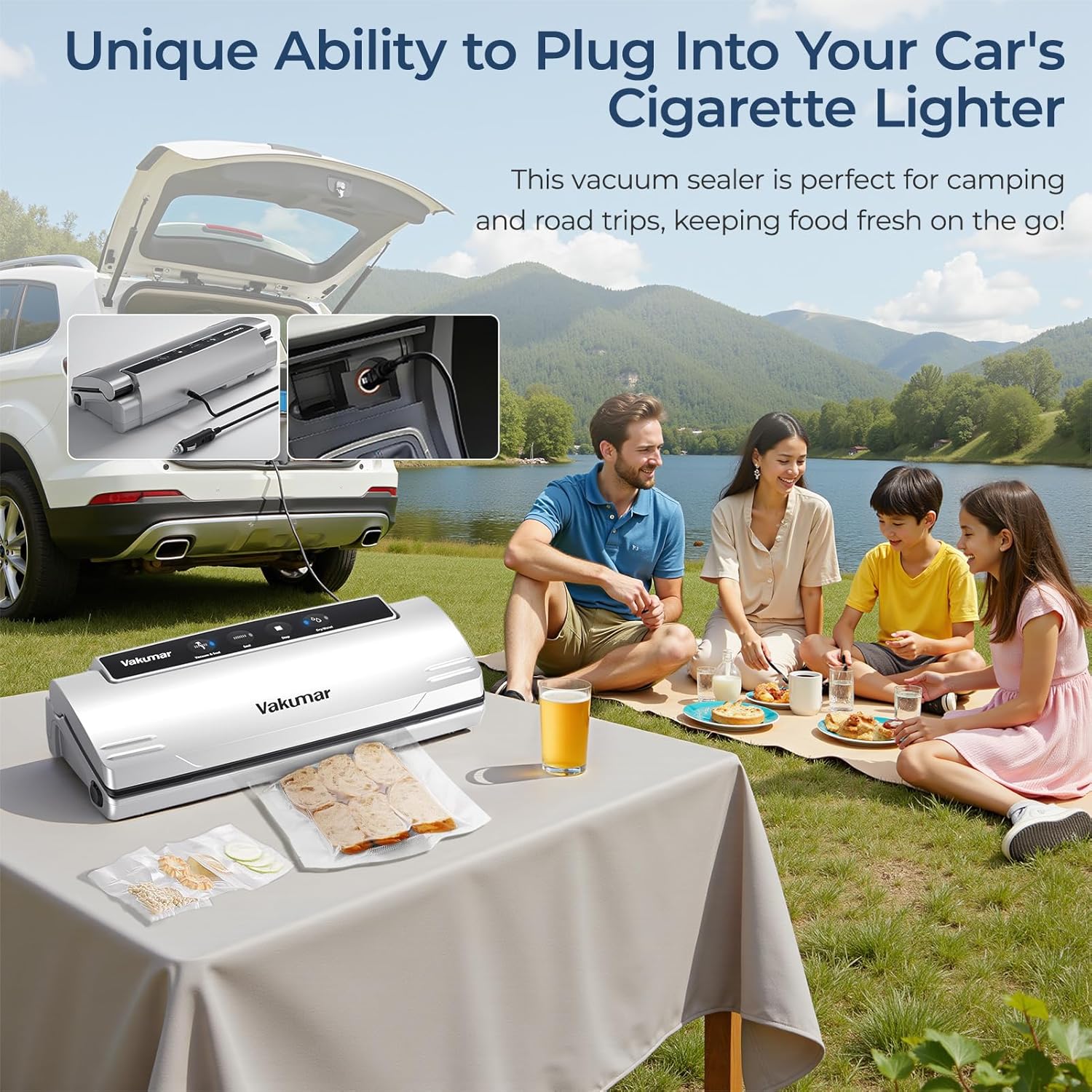Upgraded 8-in-1 Vacuum Sealer Machine – Powerful Suction with Dry & Moist Modes – Sous Vide Compatible – Includes Car Charger for Road Trips & RV - Image 4