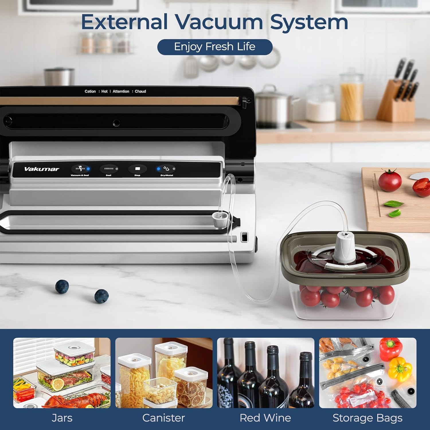 Upgraded 8-in-1 Vacuum Sealer Machine – Powerful Suction with Dry & Moist Modes – Sous Vide Compatible – Includes Car Charger for Road Trips & RV - Image 5