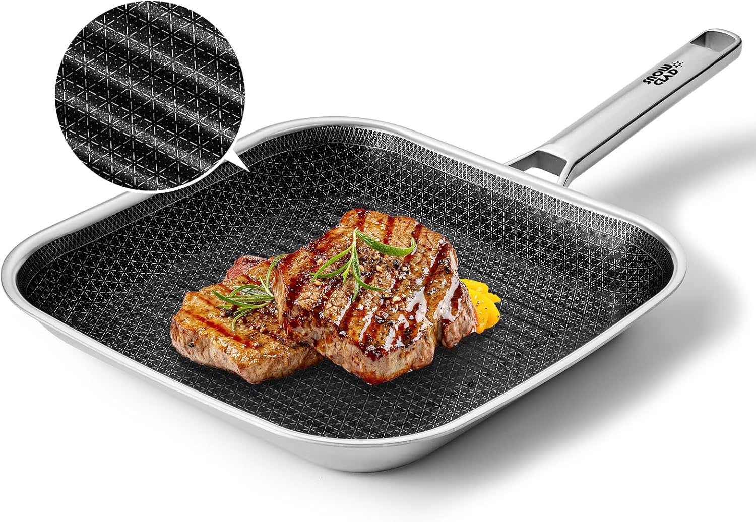 Nonstick Grill Pan – 12 Inch Square Steak Grilling Pan for Indoor Cooking & Outdoor Grilling – Non Stick Stainless Steel Grill Skillet – PFOA Free Cookware - Buy Online at SimraCart