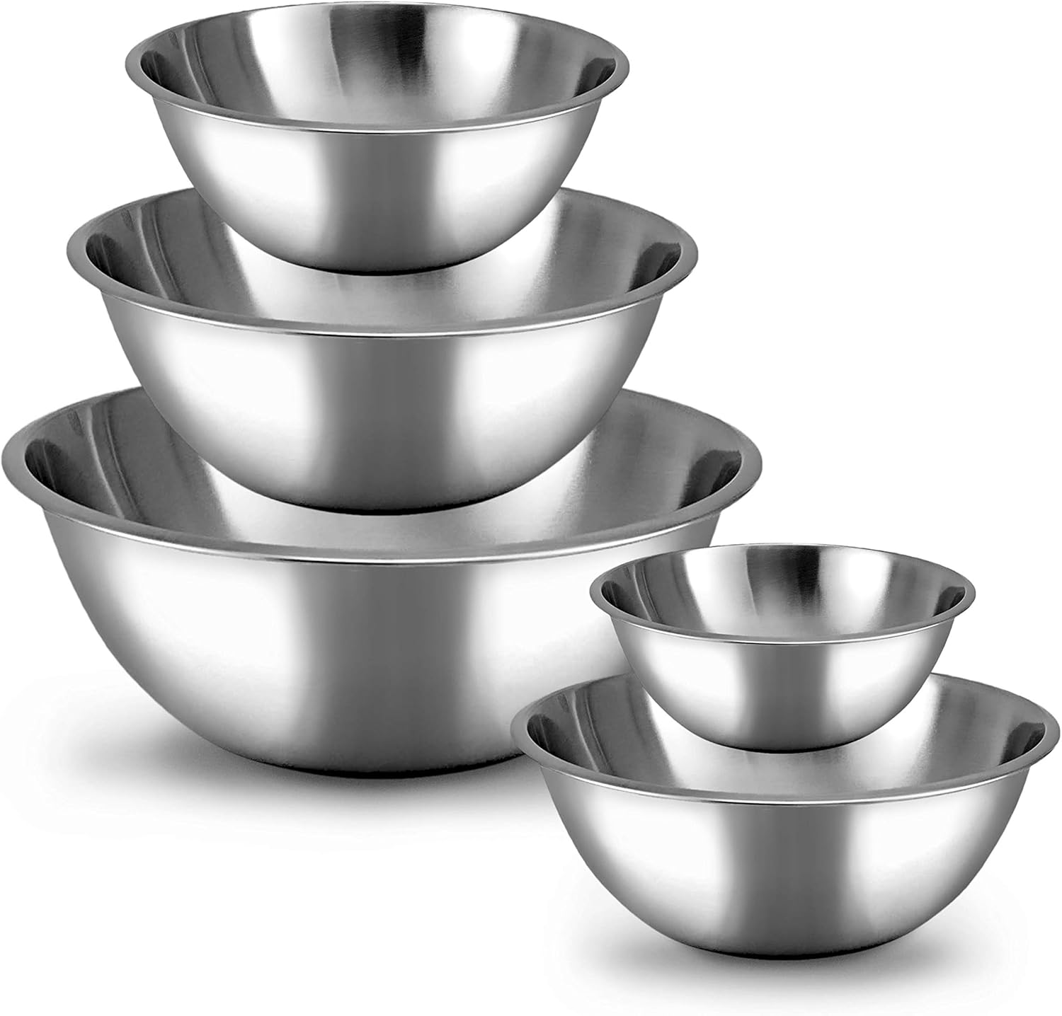 Meal Prep Stainless Steel Mixing Bowl 5 Piece Set – Home, Refrigerator, and Kitchen Food Storage Organizers – Ecofriendly, Heavy Duty – No Lids - Buy Online USA | SimraCart