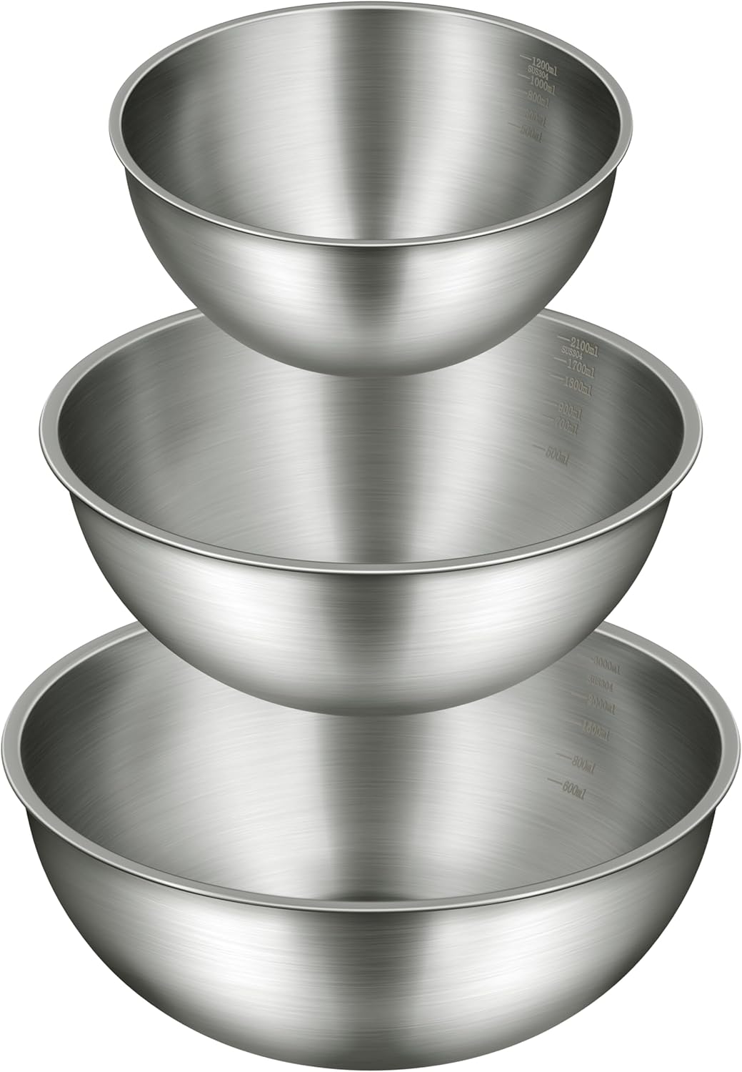 Stainless Steel Mixing Bowls Set of 3 – Food Grade 304 – Nesting Design – Dishwasher Safe for Baking, Salad Prep & Cooking – Sizes 1.5, 2.2, 3.4 Quarts - Buy Online at SimraCart
